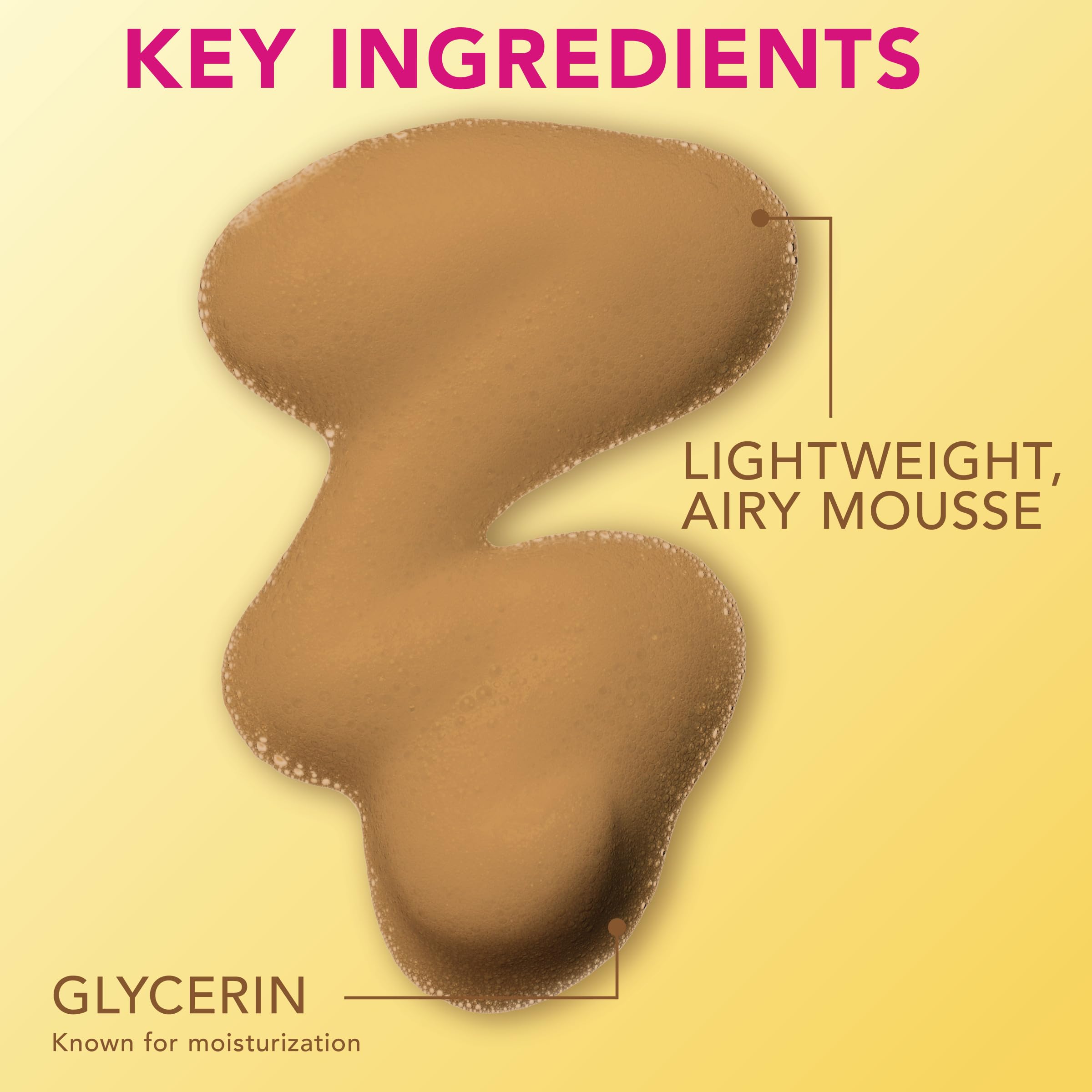 Jergens Natural Glow Instant Sun Body Mousse, Self Tanner for Light Bronze Tan, Sunless Tanning Body Bronzer