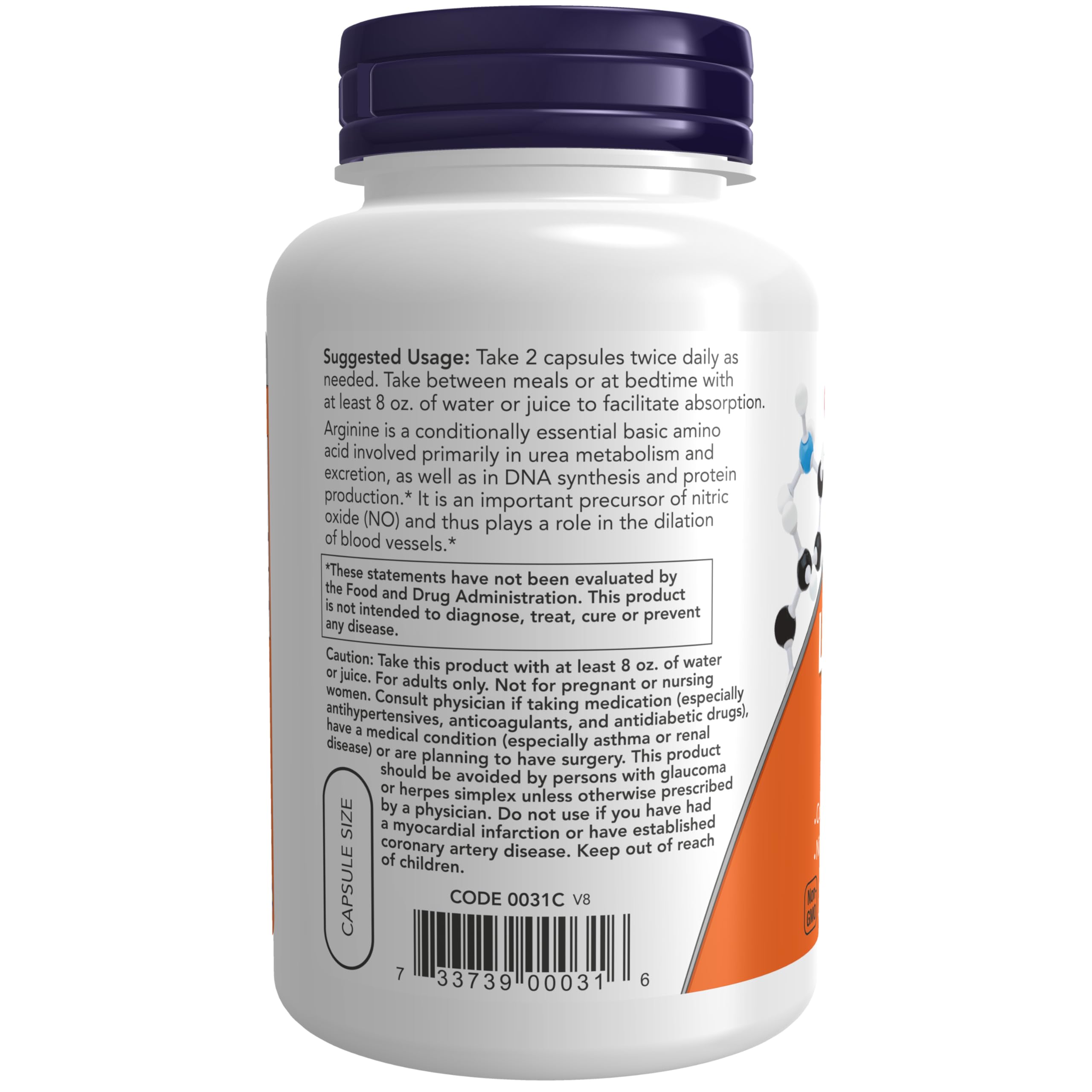 NOW Foods Supplements, L-Arginine 500 mg, Nitric Oxide Precursor*, Amino Acid, 250 Veg Capsules