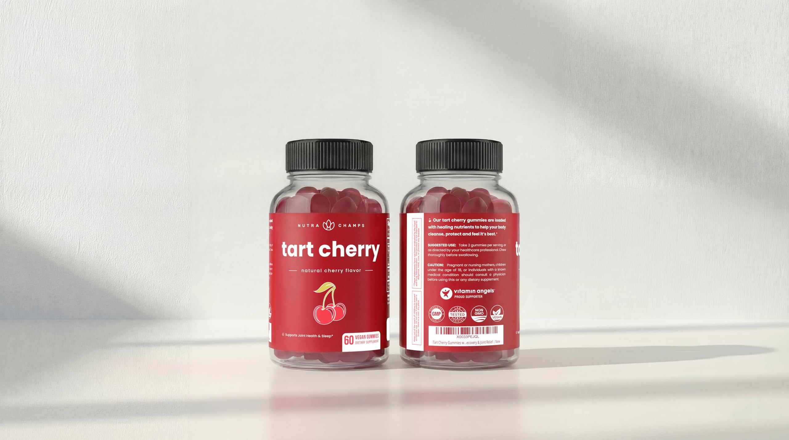 NutraChamps Tart Cherry Gummies - Tart Cherry Extract with Celery Seed - 60 Vegan Gummies (2-Pack)