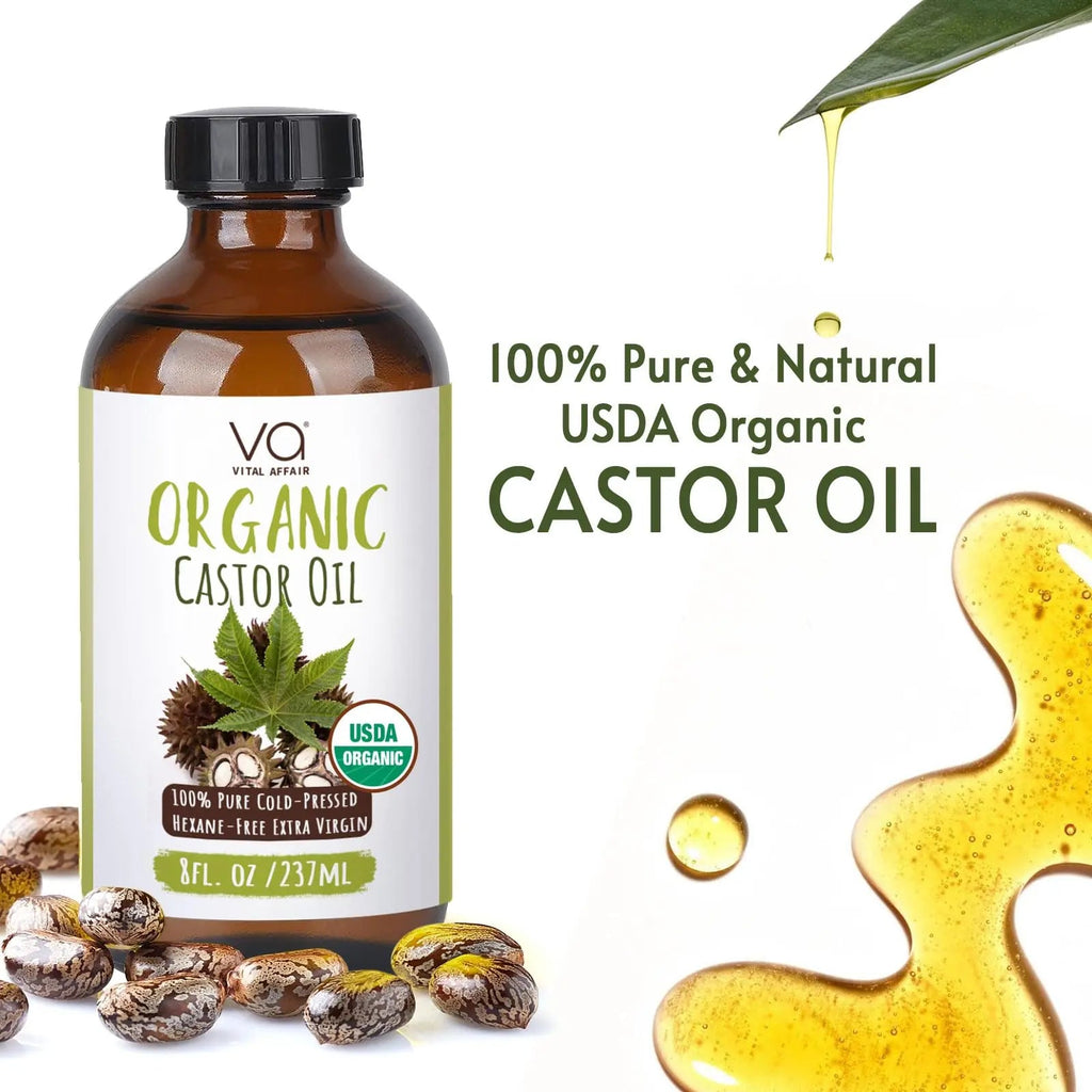 VITAL AFFAIR Castor Oil Organic Cold Pressed Unrefined Glass Bottle- USDA Certified Organic Castor Oil VITAL AFFAIR Au supplements