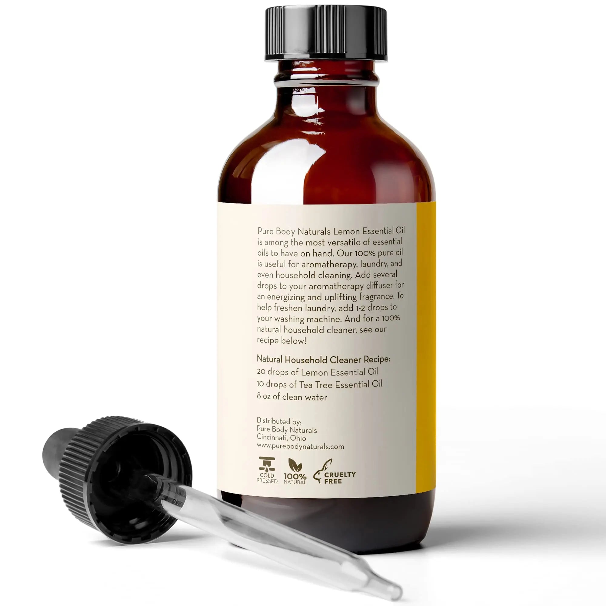 Lemon Essential Oil, 4 fl oz - 100% Pure & Undiluted Lemon Oil for Diffuser and DIY - Natural Deodorizer Pure Body Naturals Au supplements