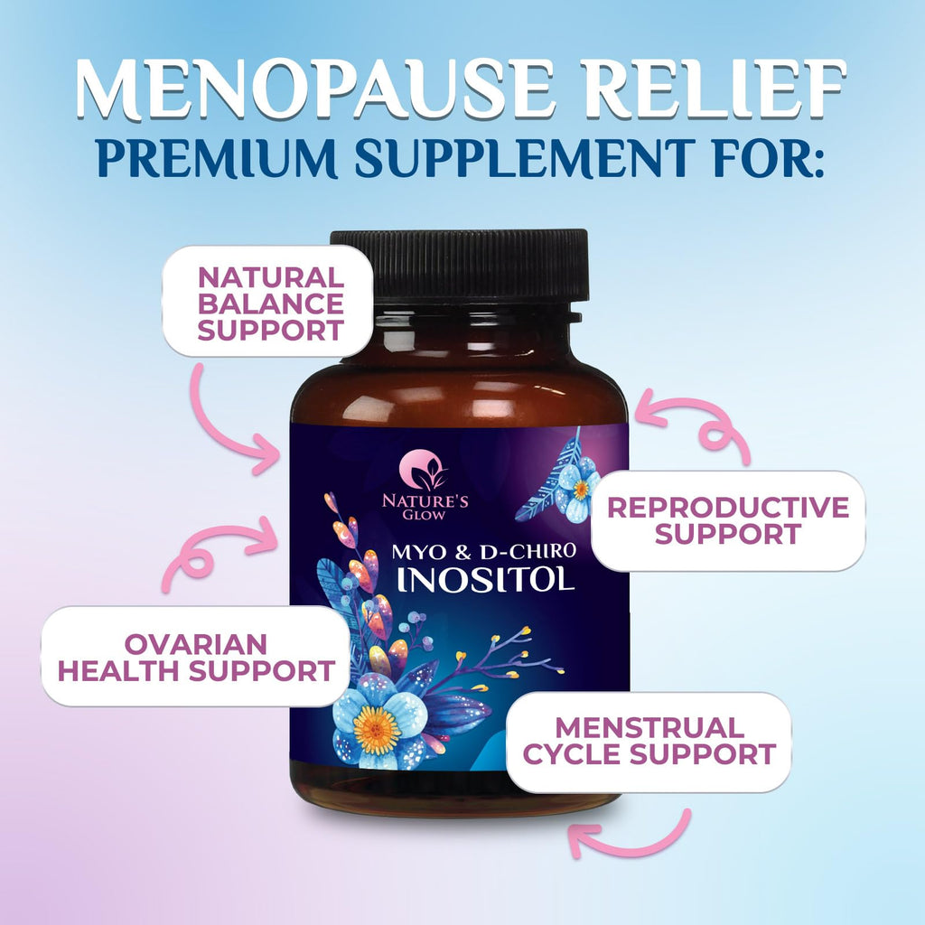 Myo-Inositol & D-Chiro Inositol 1025mg - 40:1 Ideal Ratio for Ovarian Support, Vegan Myo & D Chiro Supplement for Women's Natural Balance and Hormone Support, Vitamin B8, Non-GMO - 120 Capsules Nature's Glow Au supplements