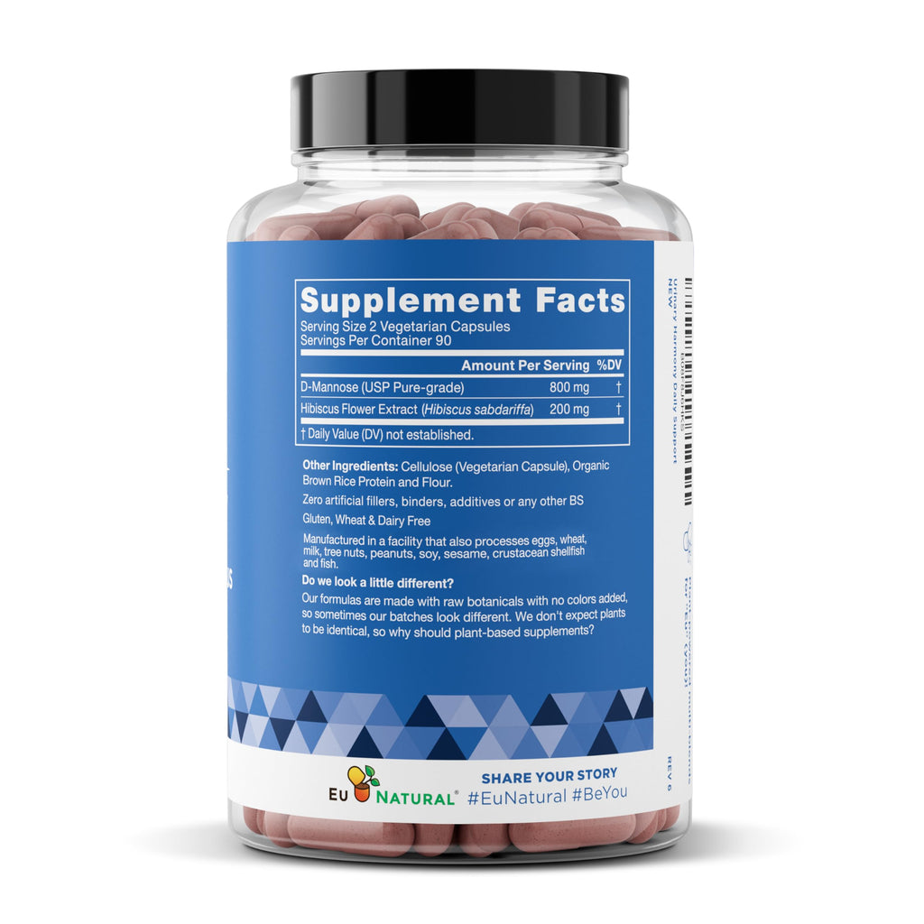 Eu Natural Urinary Harmony D-Mannose Supplement - Urinary Tract Health for Women - Fast-Acting Urinary Cleanse & Flush with Clinical-Strength D-Mannose & Hibiscus - 180 Capsules Eu Natural Au supplements