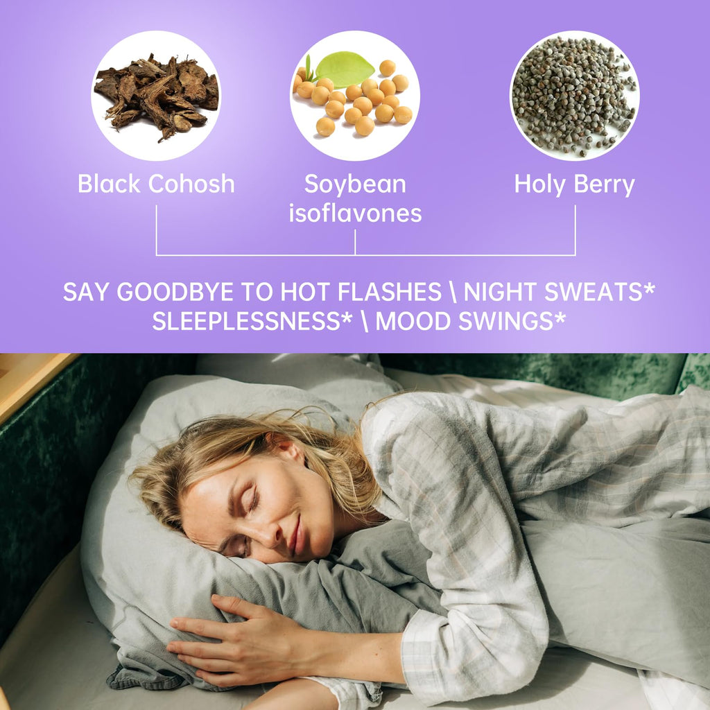 Natener Menopause Supplement for Women, Relieves 12 Menopausal Symptoms* | Black Cohosh + Soy Isoflavones + Ashwagandha + Moringa | for Alleviate Hot Flashes*, Night Sweats*, Weight* & Mood Swings* Natener Au supplements