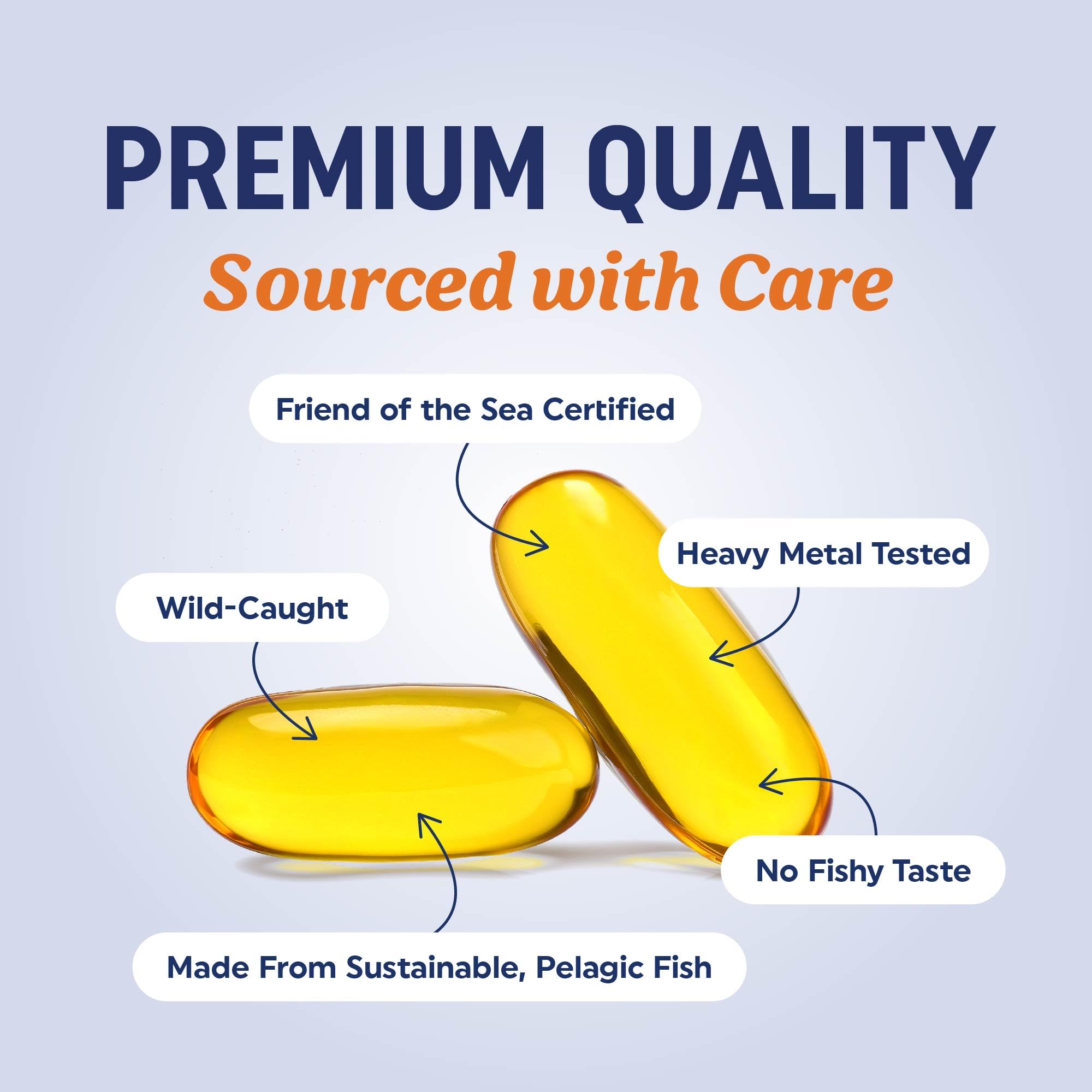 Triple Strength Omega 3 Fish Oil 1200 mg | EPA & DHA | Wild Caught, Sustainably Sourced Omega-3 Fatty Acids | Premium Burpless Fish Oil Supplements