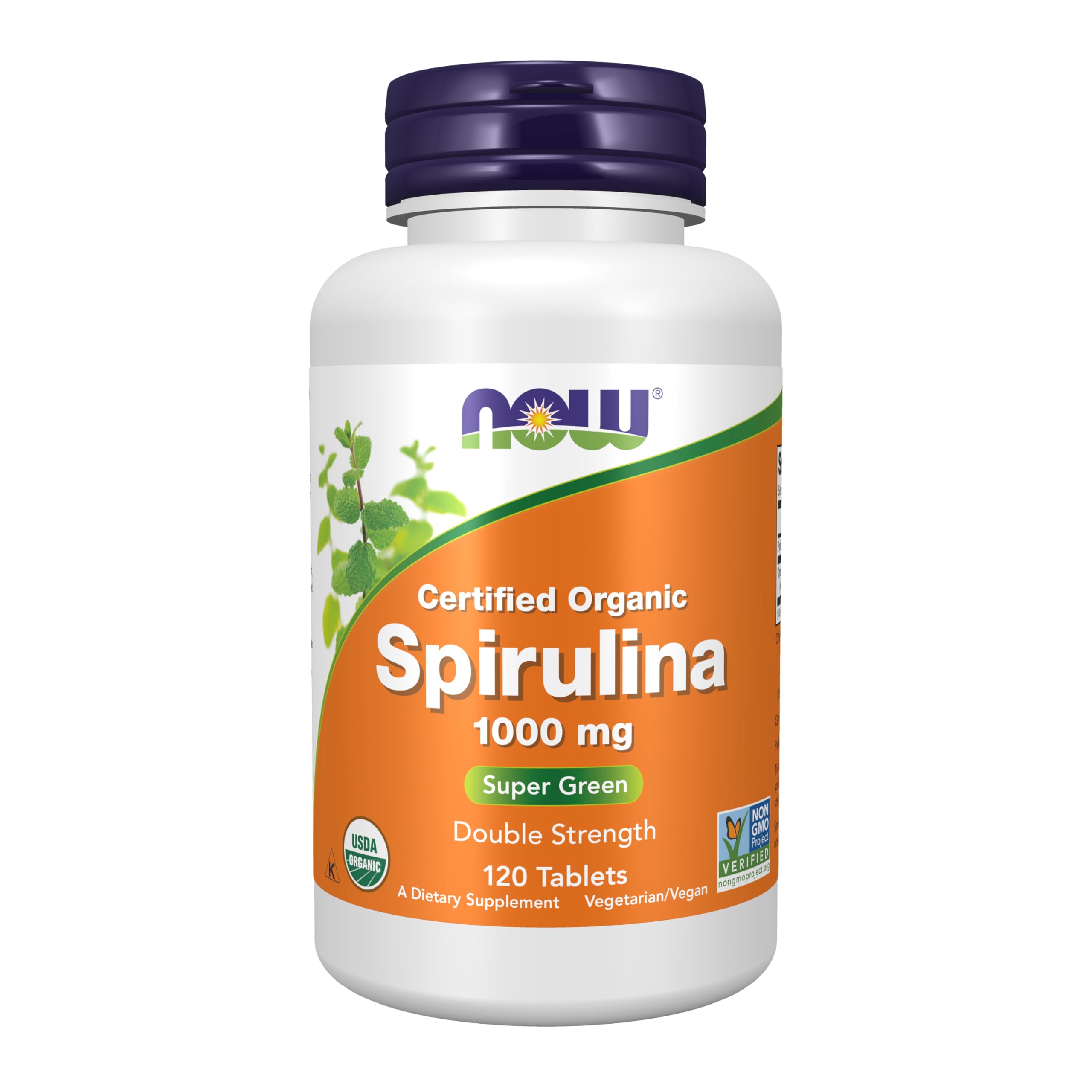 NOW Foods Supplements, Certified Organic, Spirulina 1000 mg (Double Strength), Rich in Beta-Carotene (Vitamin A)