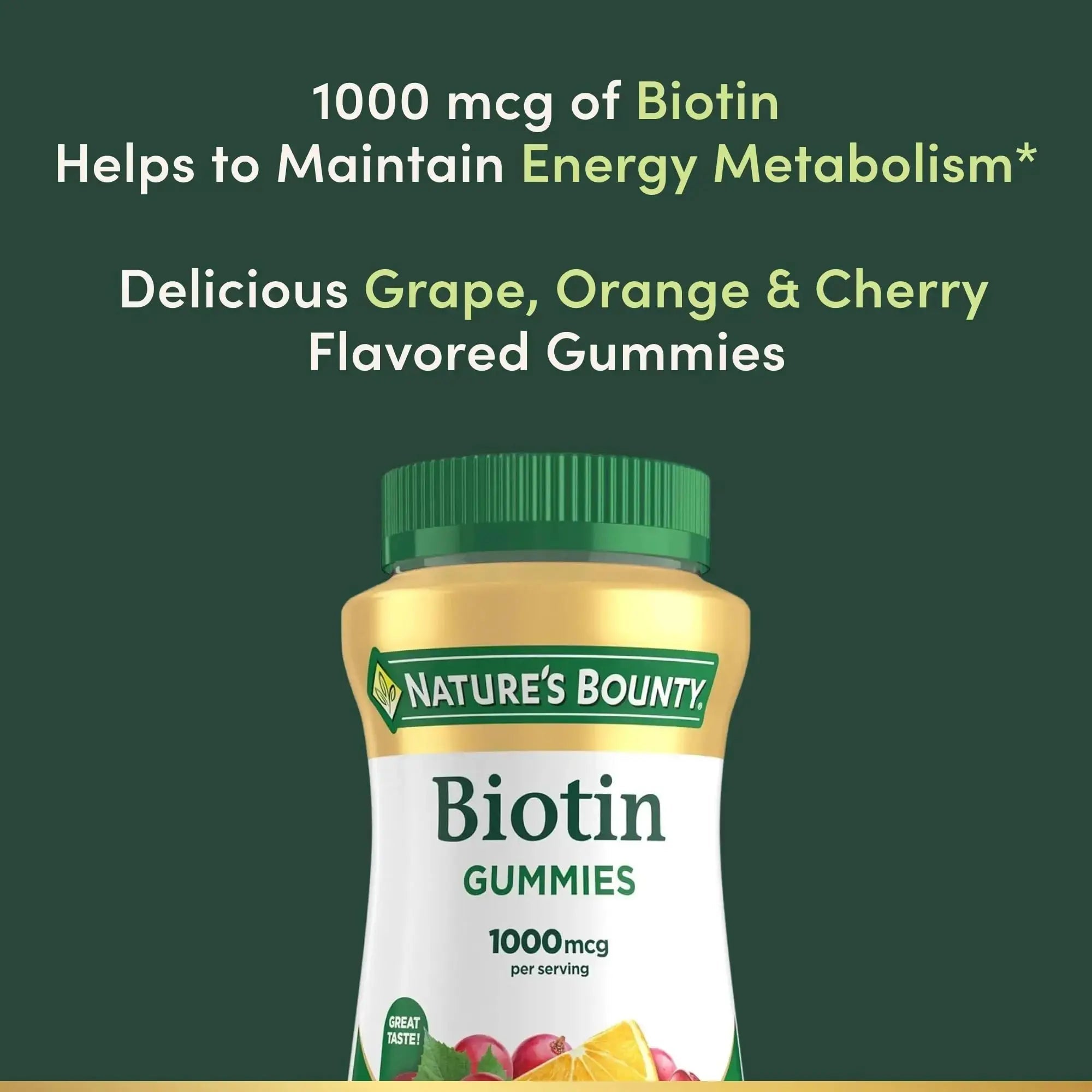 Nature's Bounty Biotin Gummy, Vitamin Supplement, Supports Healthy Hair, Skin, and Nails, Fruit Flavored Gummies, 1000 mcg, 110 Count Nature's Bounty Au supplements