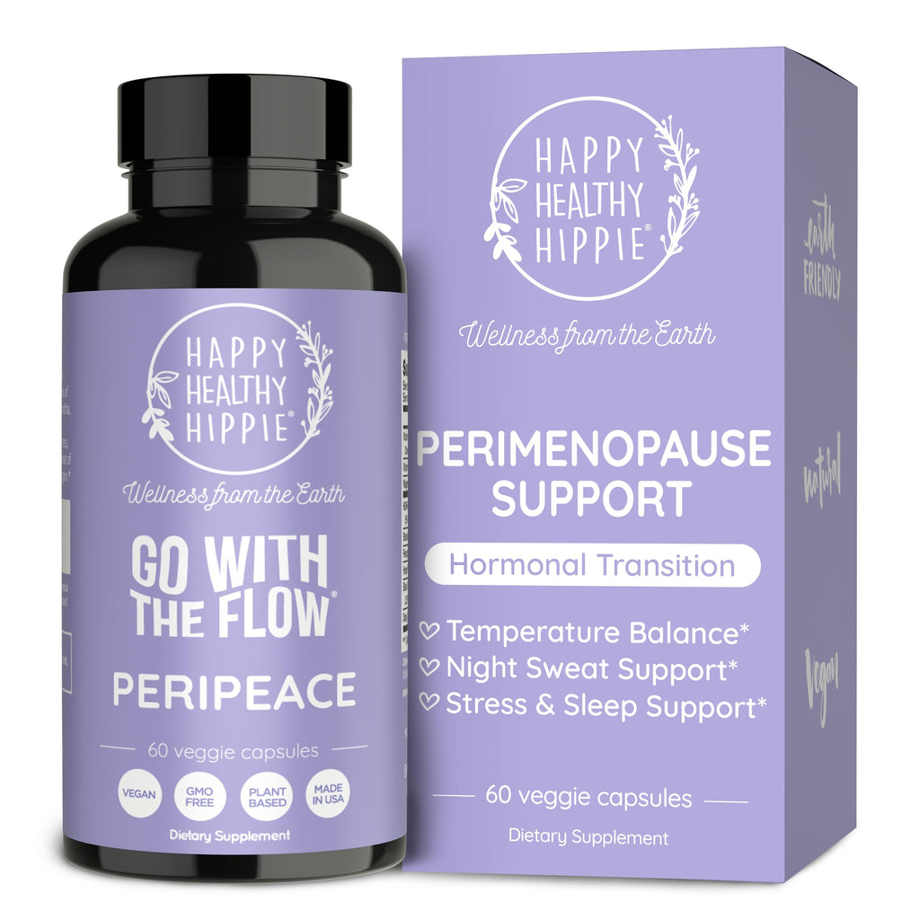 Perimenopause Supplements for Women | Hot Flash, Night Sweat, Mood & Sleep Support | Vegan Hormone Balance Capsules with KSM-66 Ashwagandha, Shatavari & Black Cohosh | Estrogen-Free, 60ct Happy Healthy Hippie Au supplements