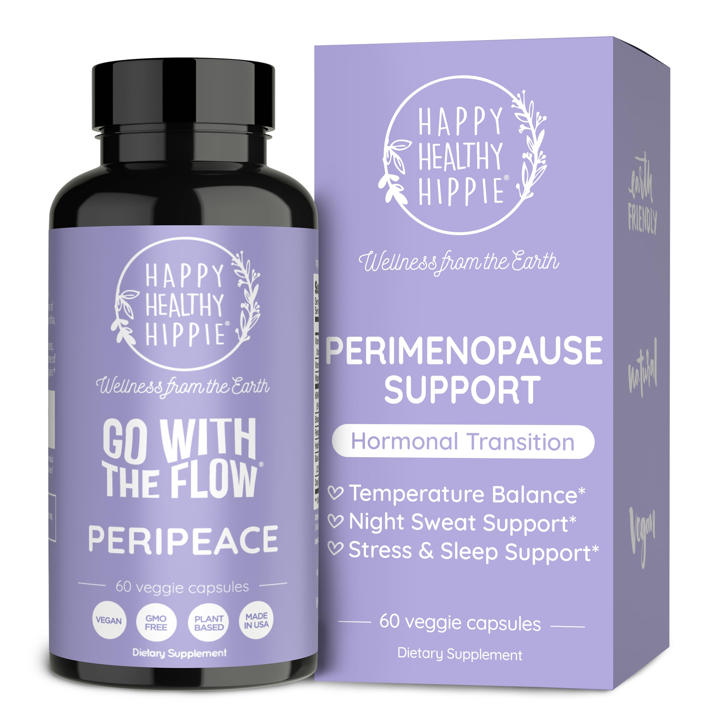 Perimenopause Supplements for Women | Hot Flash, Night Sweat, Mood & Sleep Support | Vegan Hormone Balance Capsules with KSM-66 Ashwagandha, Shatavari & Black Cohosh | Estrogen-Free, 60ct Happy Healthy Hippie Au supplements