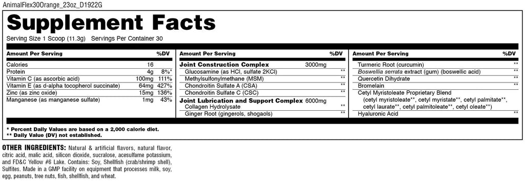 Animal Flex All-in-one Complete Joint Supplement, Turmeric Root Curcumin, Collagen Animal Au supplements