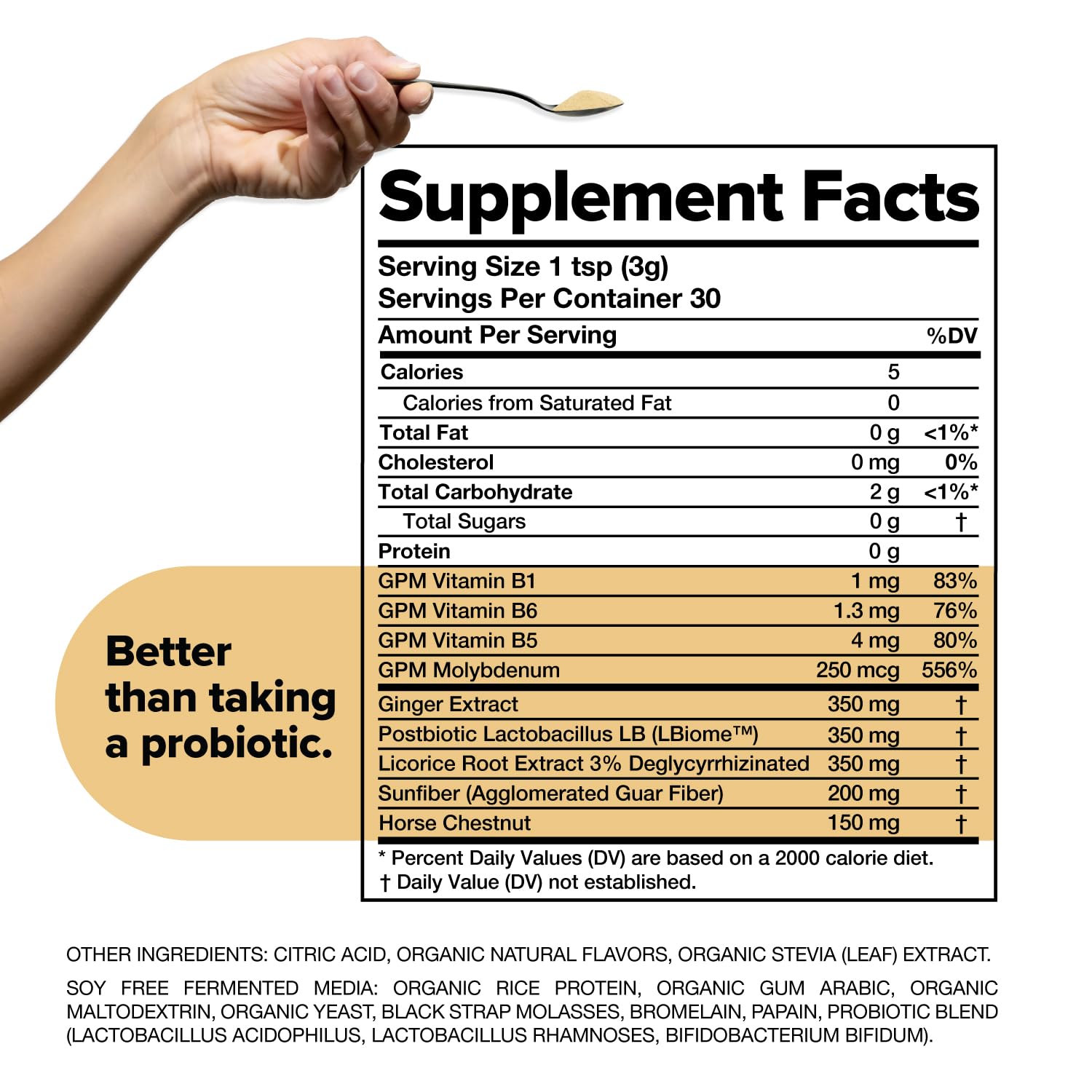 Complement Gut Nurture Prebiotic + Postbiotic Superfood Powder for Leaky Gut Repair, Probiotics for Digestive Health - Ginger Root - 30 Servings Complement Au supplements