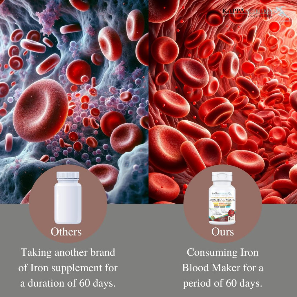 KAPPA NUTRITION Iron 26mg, Vitamin C & Orange 150mg, Folate 667mcg DFE, Vitamin B12, Beetroot, Brewers Yeast, Broccoli & MCT Oil
