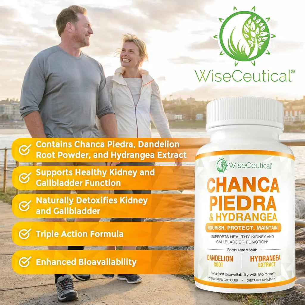 Max Strength Chanca Piedra, Hydrangea & Dandelion Root - Natural Kidney & Gallbladder Formula - Stone Breaker, Flush Impurities, Cleanse Urinary Tract - Enhanced with BioPerine. 60 Veggie Capsules. Wiseceutical Au supplements