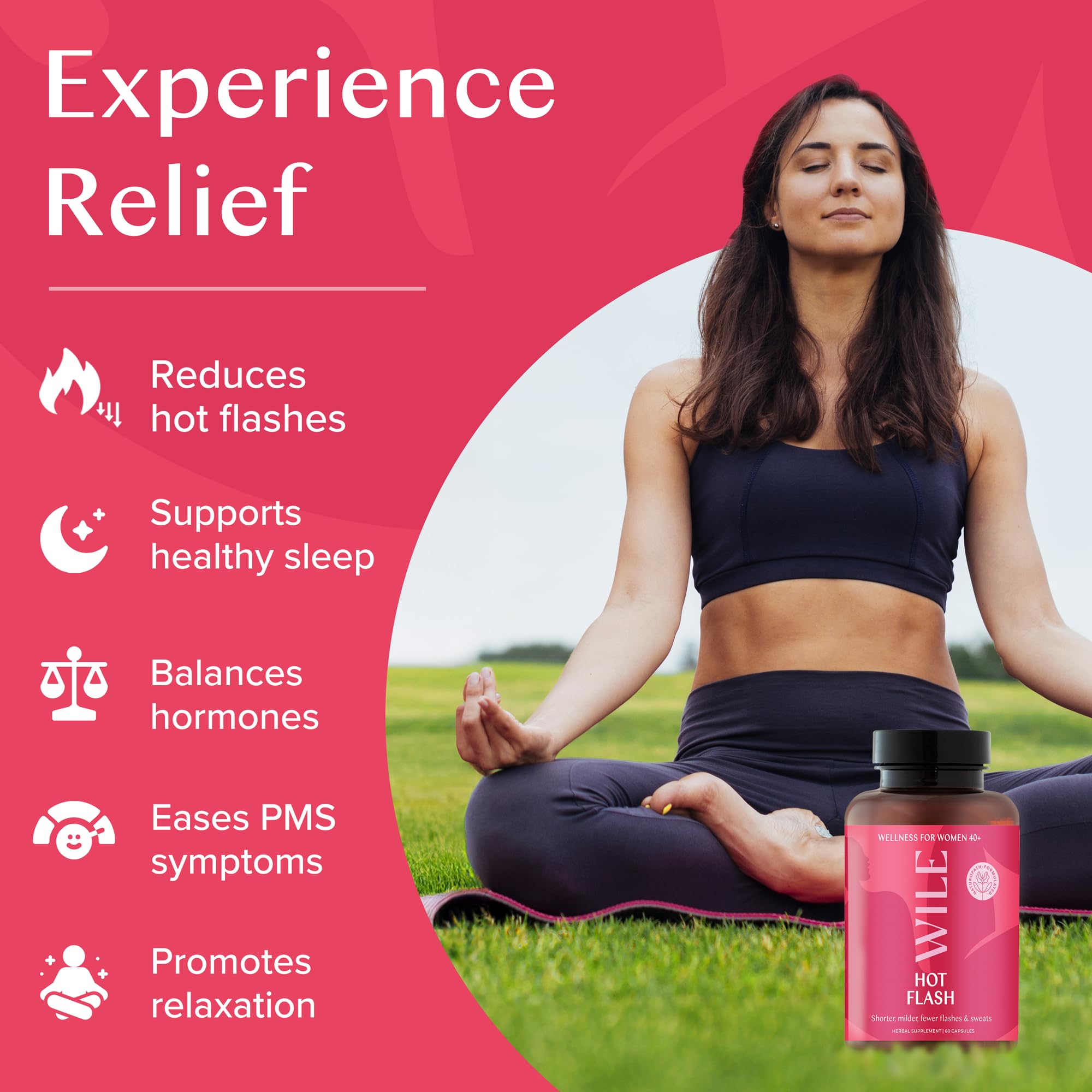 WILE Menopause and Perimenopause Supplements for Women - Hot Flashes and Night Sweats Relief with Kudzu Root - Premenopause Support for Stress, Hot Flash, Hormone Balance & Restful Sleep, 30 Servings WILE Au supplements