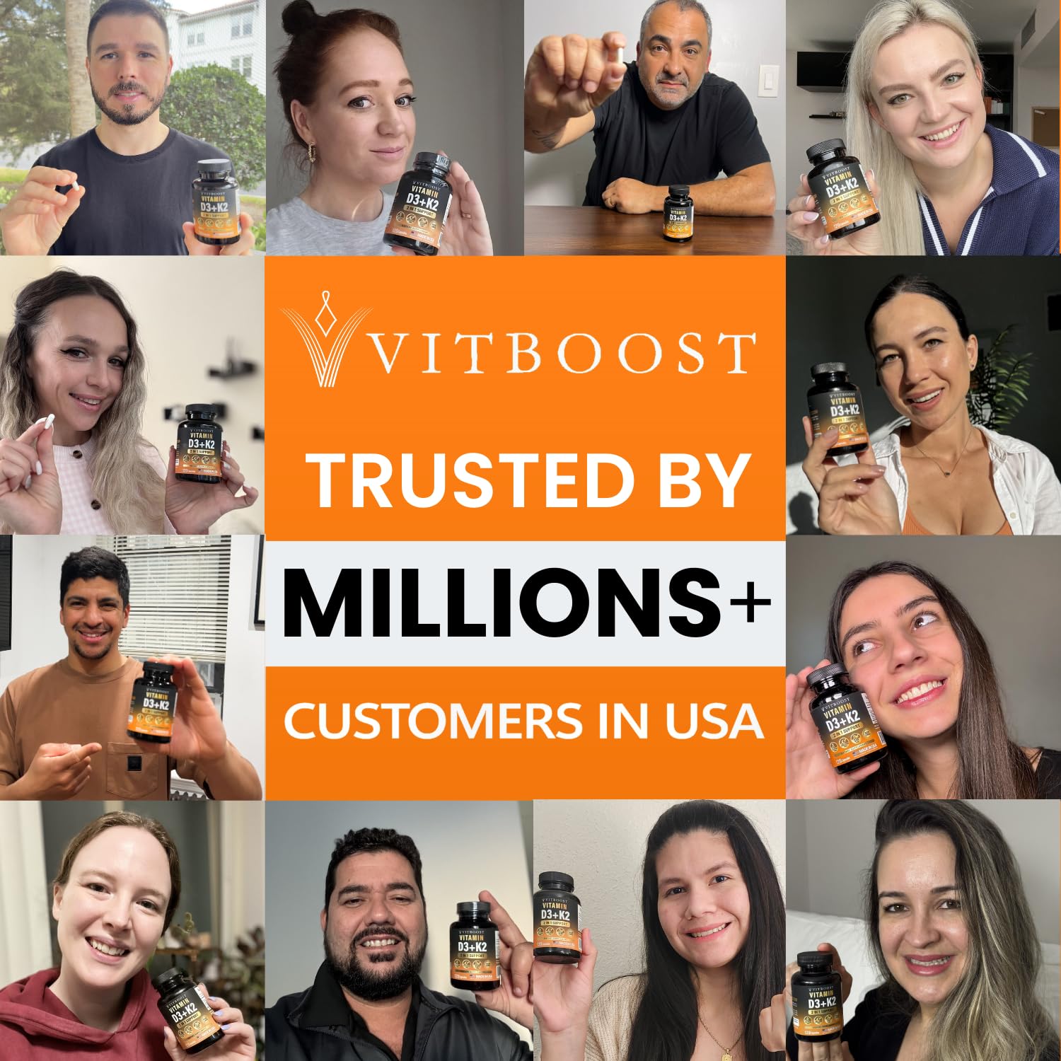 VITBOOST Vitamin D3 K2 Complex - Easy to Swallow - Vitamin D (D3) 5000 IU (125 mcg) & K2(MK-7) 90 mcg | Non-GMO | Gluten-Free