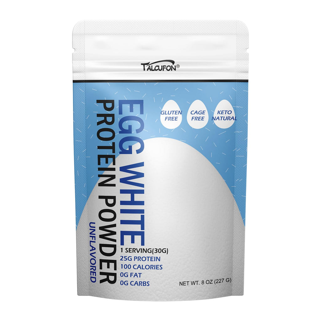 Talcufon Egg White Protein Powder 8 Oz Pasteurized No Additives, High Protein, Gluten-Free Ideal for Baking and Cooking, Unflavored 227G