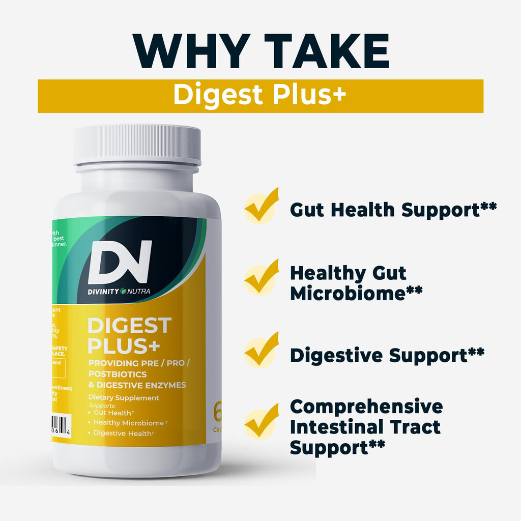 4-in-1 Prebiotic Probiotic & Postbiotic for Women & Men, Complete Gut & Digestive Support Supplement, Pre Post Probiotics & Digestive Enzymes 60 Capsules,Made in USA Divinity Nutra Au supplements