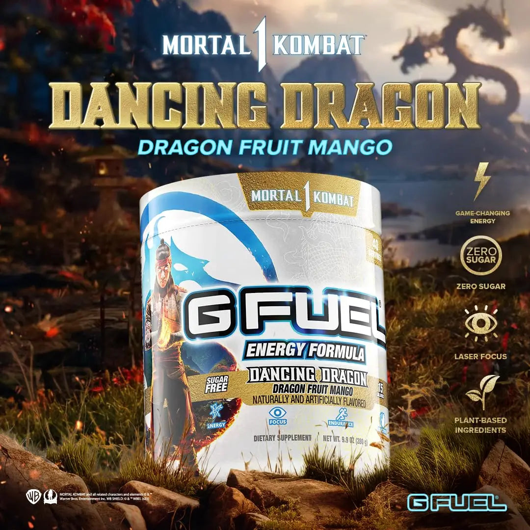 G fuel Mortal Kombat Dancing Dragon Energy Powder, Sugar Free, Clean Caffeine Focus G fuel Au supplements