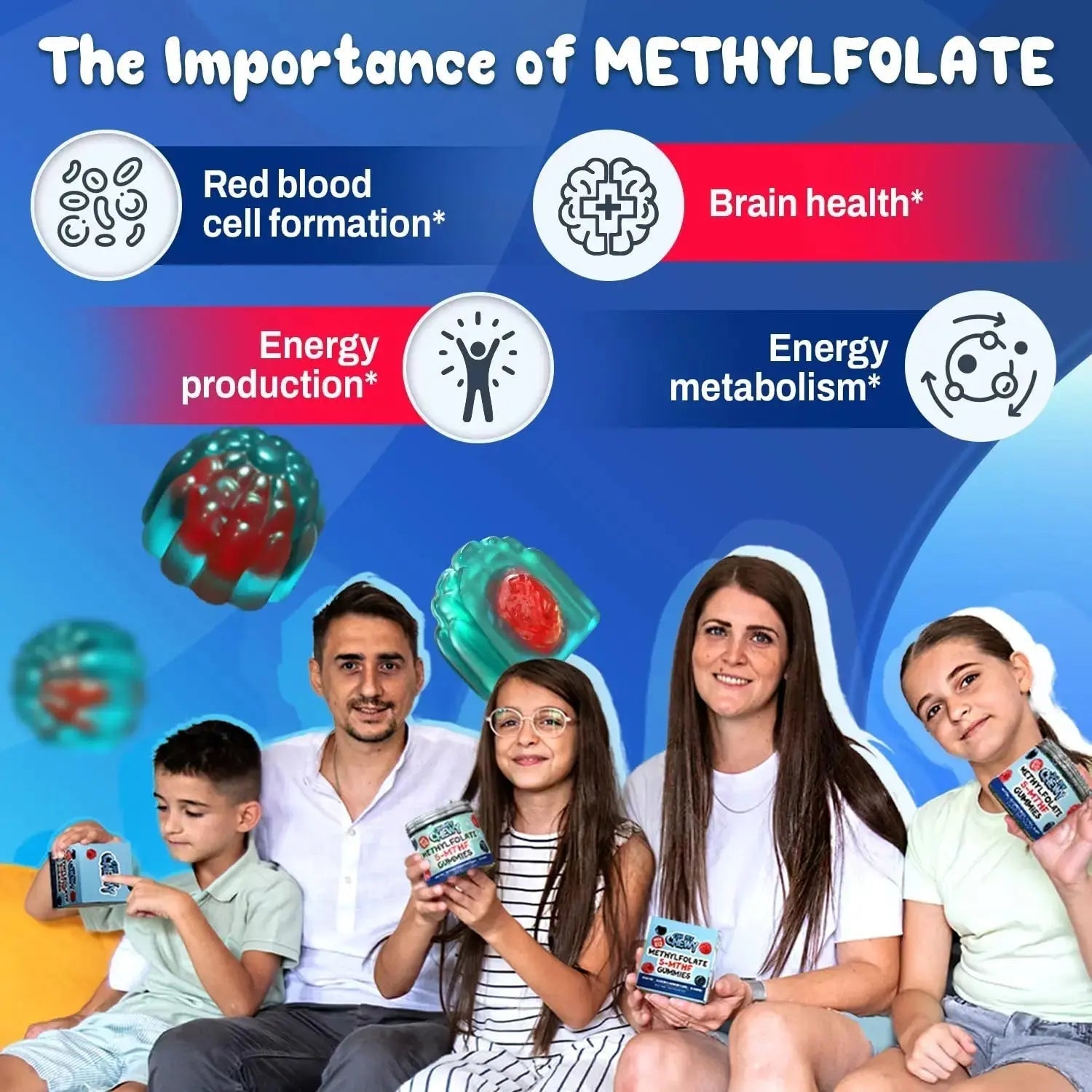 Center-Filled 5-MTHF Folate L-MethylFolate Sugar-Free Gummies - MTHFR Supplement Support with Methylated B1, B6 and Methyl B12 Multivitamins OH MY CHEWY Au supplements