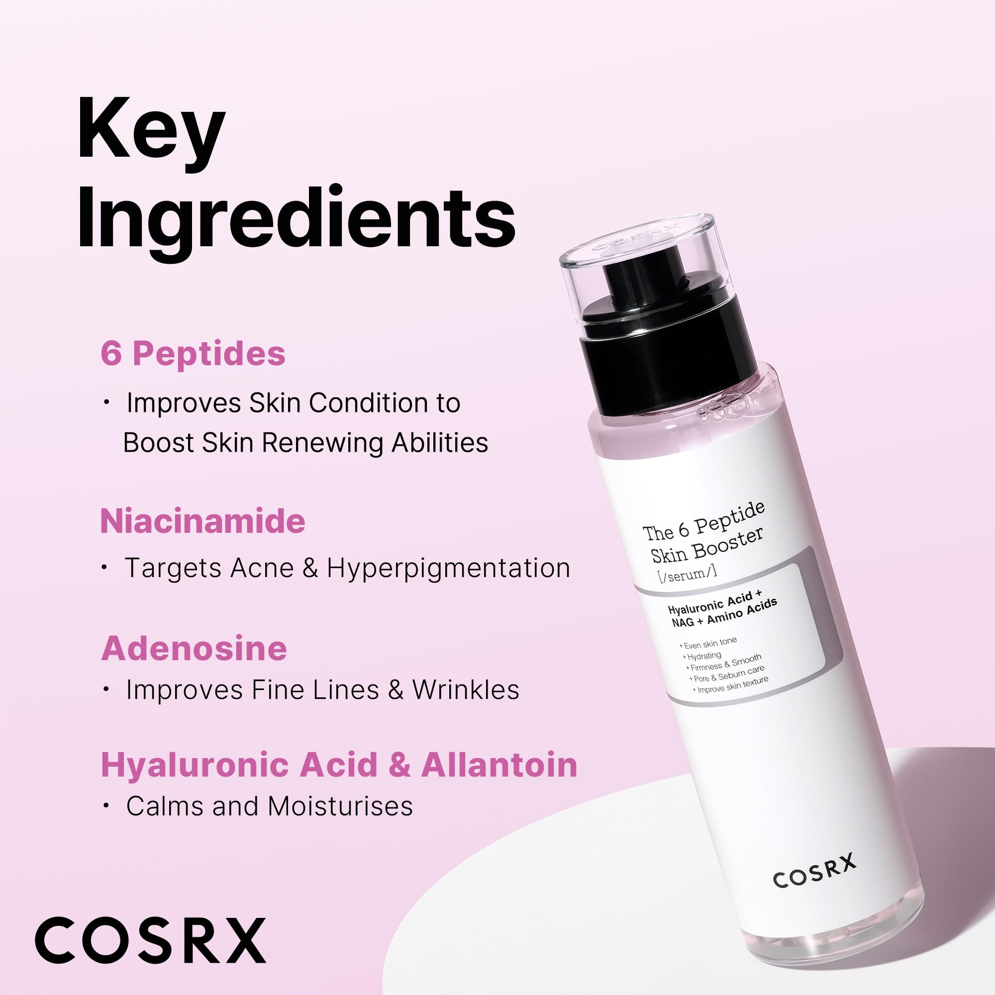 COSRX 6X Peptide Collagen Booster Toner Serum with Copper Peptides, Niacinamide & Hyaluronic Acid Skin Renewal Boosting