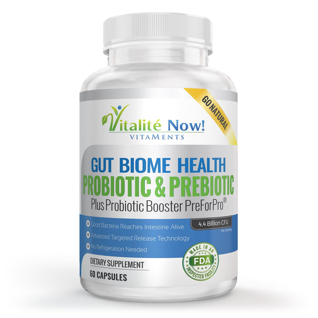 Premium Probiotic plus Ultimate Prebiotic - Gut Biome Builder & Restoration - 4.4 Bn CFU - Best for Women & Men - Bacteria Reaches Intestine within Hours