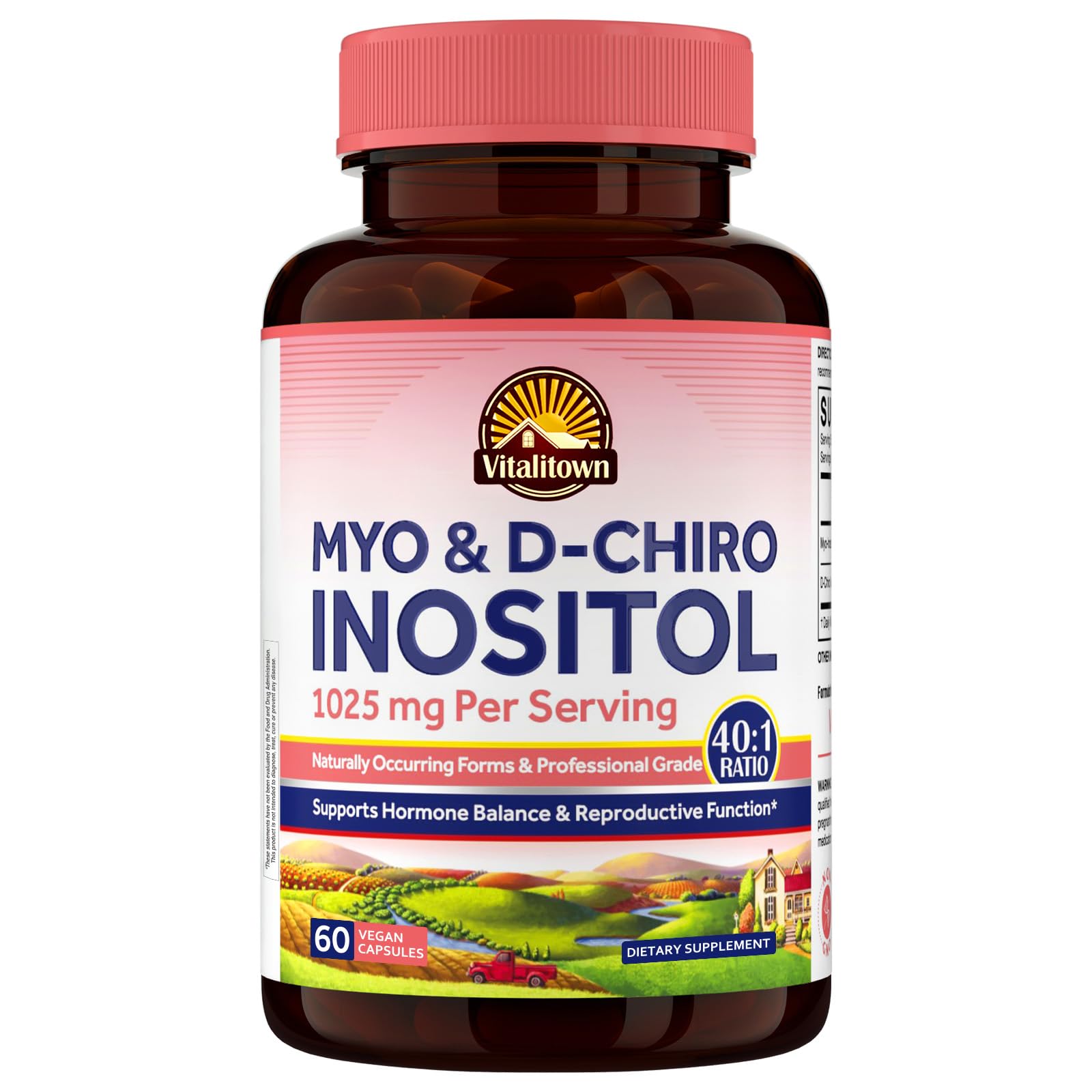 Vitalitown Inositol Supplement for Women, Myo-Inositol & D-Chiro Inositol, Ideal 40:1 Ratio, Hormone Balance & Healthy Ovarian Support for Women, Vitamin B8, Vegan, 60 Capsules, No Gluten Vitalitown Au supplements