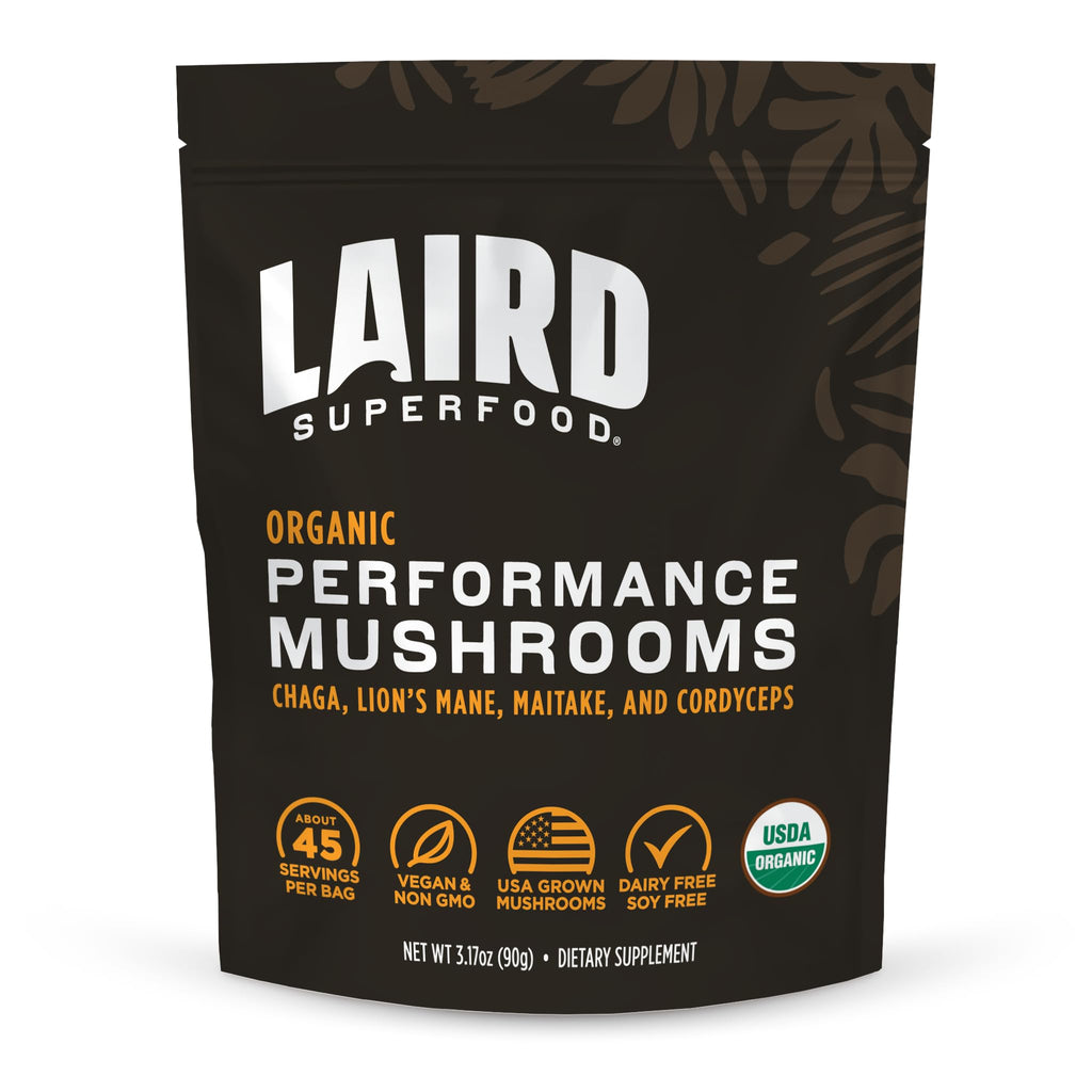 Laird Superfood Organic Performance Mushroom Blend with Chaga, Cordyceps, Lion's Mane and Maitake for Energy