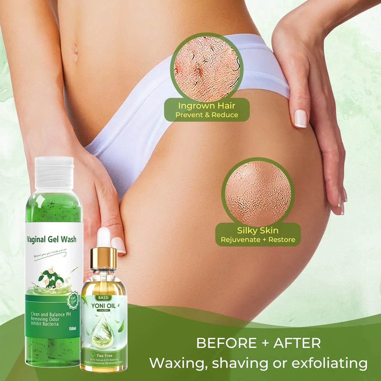 Feminine Wash & Yoni Oil & Yoni Soap Tea Tree Set for Women, Yoni Wash for Vaginal Ph Balance Remove BASSI Au supplements