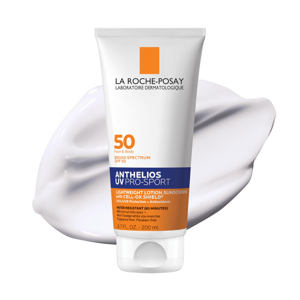 La Roche-Posay Anthelios UV Pro-Sport SPF 50 Sunscreen for Face & Body, Water & Sweat Resistant with Non-Drip Formula, Invisible Broad Spectrum Sunscreen Lotion