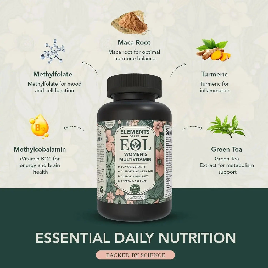 Elements of Life Multivitamin for Women – Daily Women’s Vitamins with MethyFolate, Organic Ingredients & Natural Supplements for Energy Elements of LIfe Au supplements