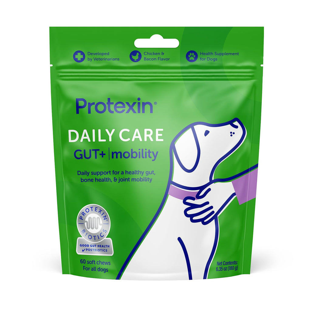 Protexin Daily Care Gut+ Mobility | 60 Dog Chews, Chicken and Bacon Flavor Dog Supplement | Probiotics for Dogs, Dog Postbiotics Protexin Au supplements