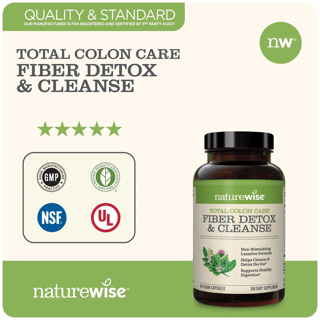 NatureWise Total Colon Care Fiber Cleanse with Herbal Laxatives, Prebiotics, & Digestive NatureWise Au supplements