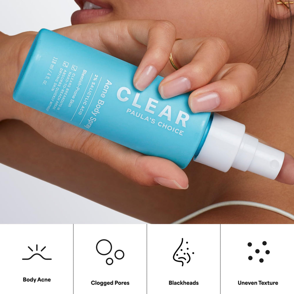 Paula's Choice CLEAR Exfoliating Back & Body Acne Spray, Bacne Spray with 2% BHA Salicylic Acid Back Acne Treatment for Clogged Pores