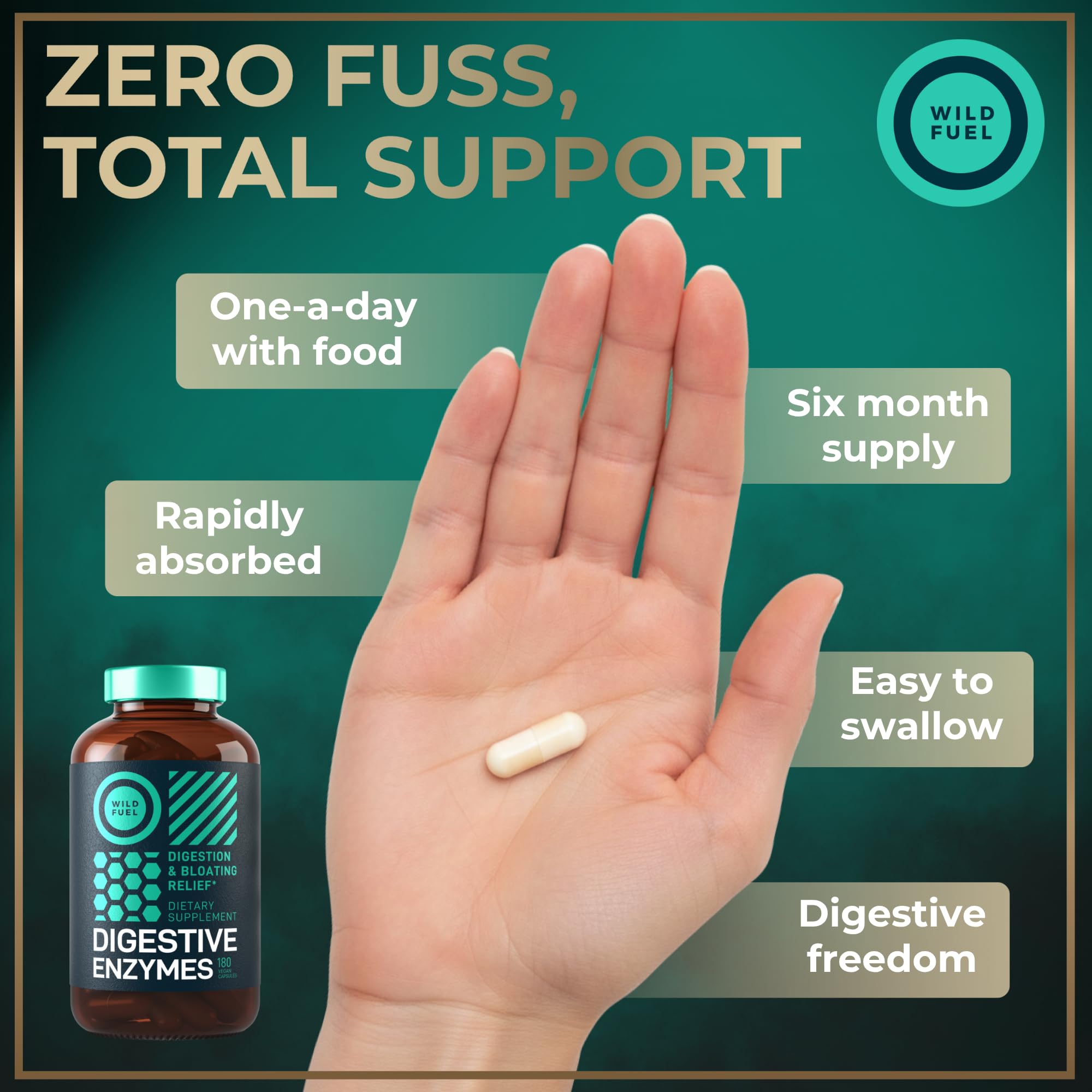 Complete Digestive Enzymes for Women & Men - 800mg Vegan Digestive Enzymes and Probiotics Prebiotics - Bloating Support, Gut Health & Digestion Supplement
