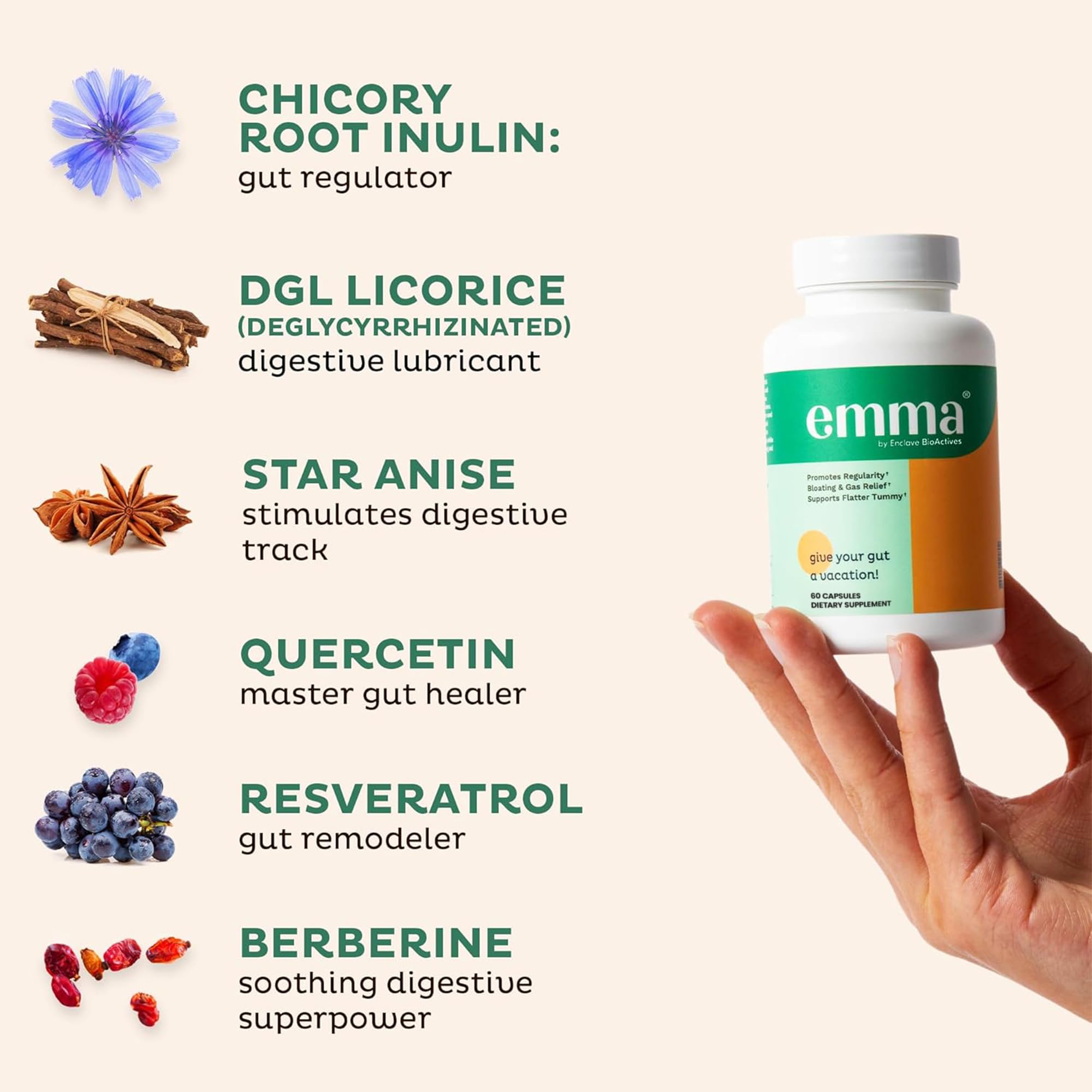 Emma Gut Health - 2 Pack - Gas and Bloating Relief, Constipation, Leaky Gut Repair - Gut Cleanse & Restore Digestion - Regulate Bowel Movement. Probiotics and Laxative Alternative, 120 Capsules Emma Au supplements