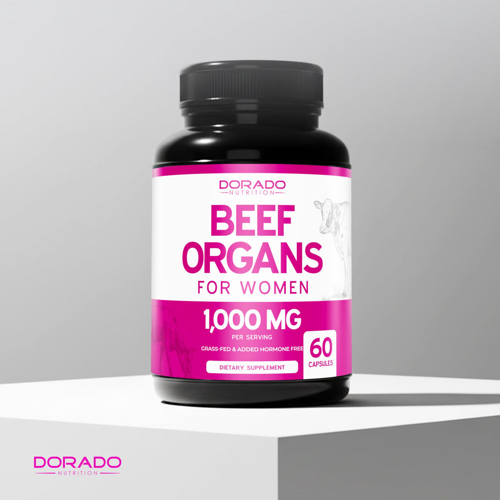Beef Organ Supplement for Women - Grass Fed Beef Liver, Heart, Kidney & Uterus 1000mg