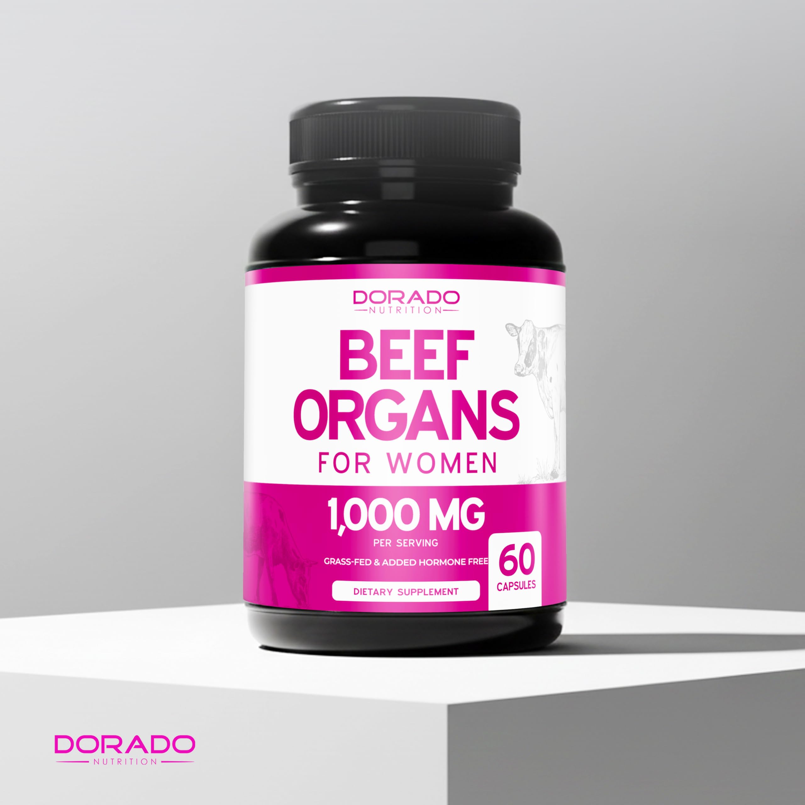 Beef Organ Supplement for Women - Grass Fed Beef Liver, Heart, Kidney & Uterus 1000mg