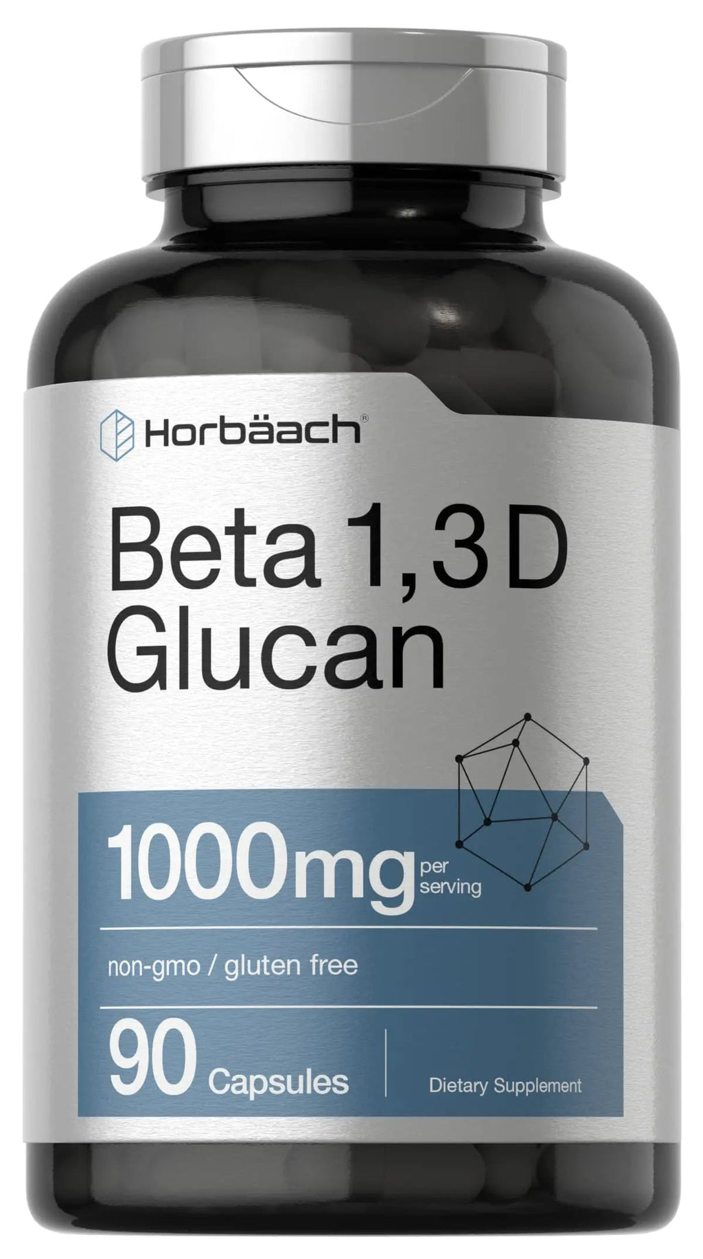 Beta Glucan 1 3D 1000 mg | 90 Capsules | Beta 1,3, 1,6 D Glucan | Non-GMO, Gluten Free Horbäach Au supplements