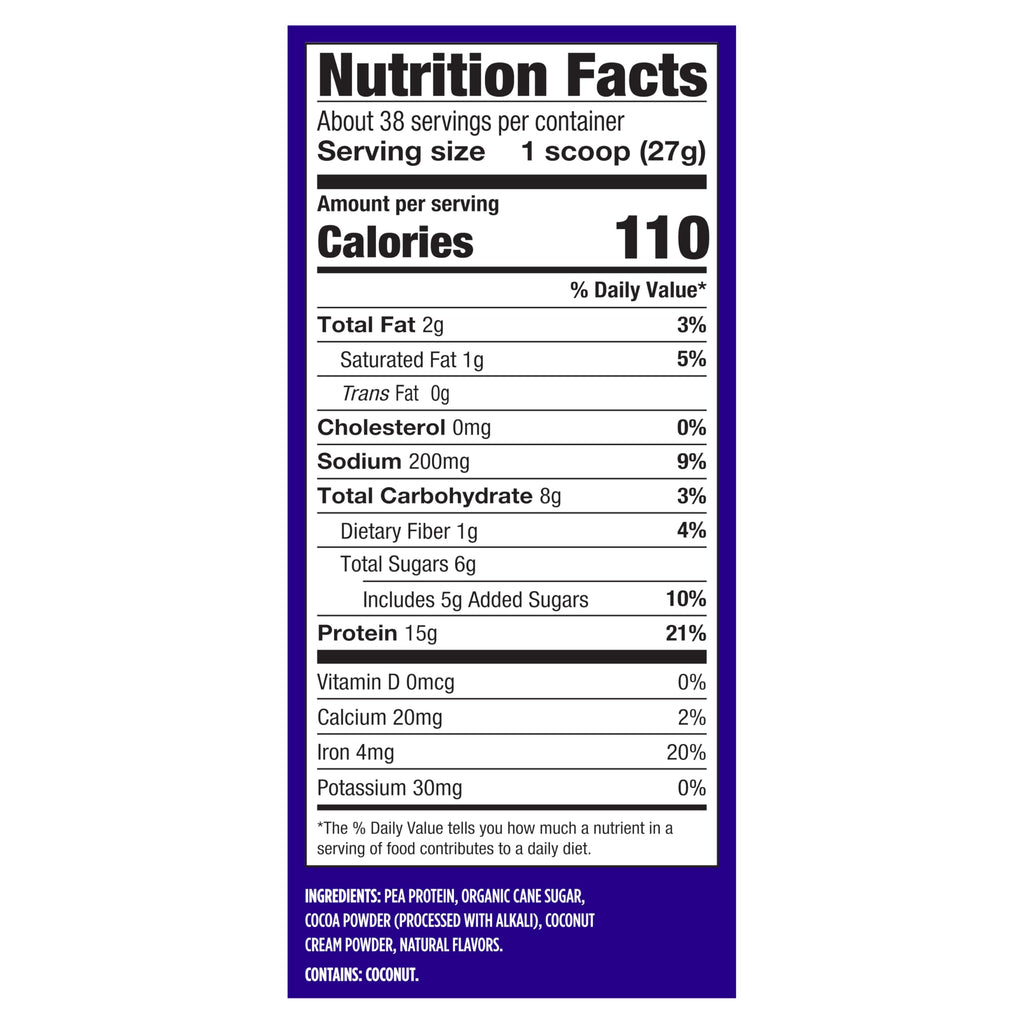 Vega Protein Made Simple - 15g Plant-Based Pea Protein, Chocolate, 39 Servings, Stevia Free, No Artificial Sweeteners or Gums, Non-GMO, Gluten Free,