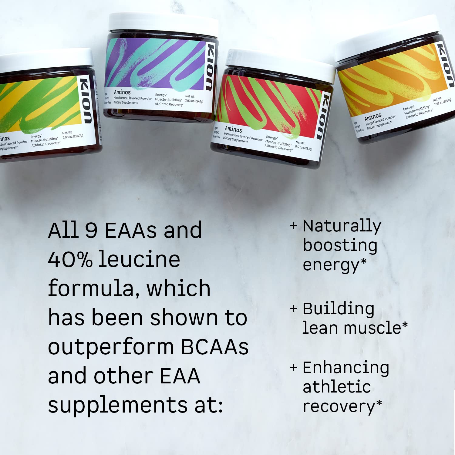 Kion Aminos Essential Amino Acids Powder - Amino Acid Nutritional Supplements, Aminos Powder, Essential Amino Energy No Caffeine, EAAs Amino Acids Powder