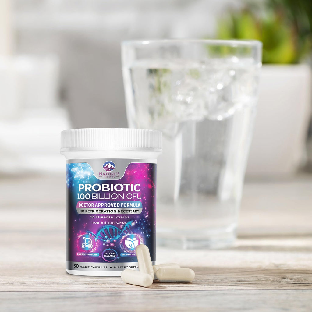 Probiotics 100 Billion CFU - 16 Premium Strains + Prebiotics - Best Probiotics for Women & Men - Supports Immune, Digestive & Gut Health, Supports Occasional Constipation, Gas & Bloating - 30 Capsules Nature's Peak Au supplements