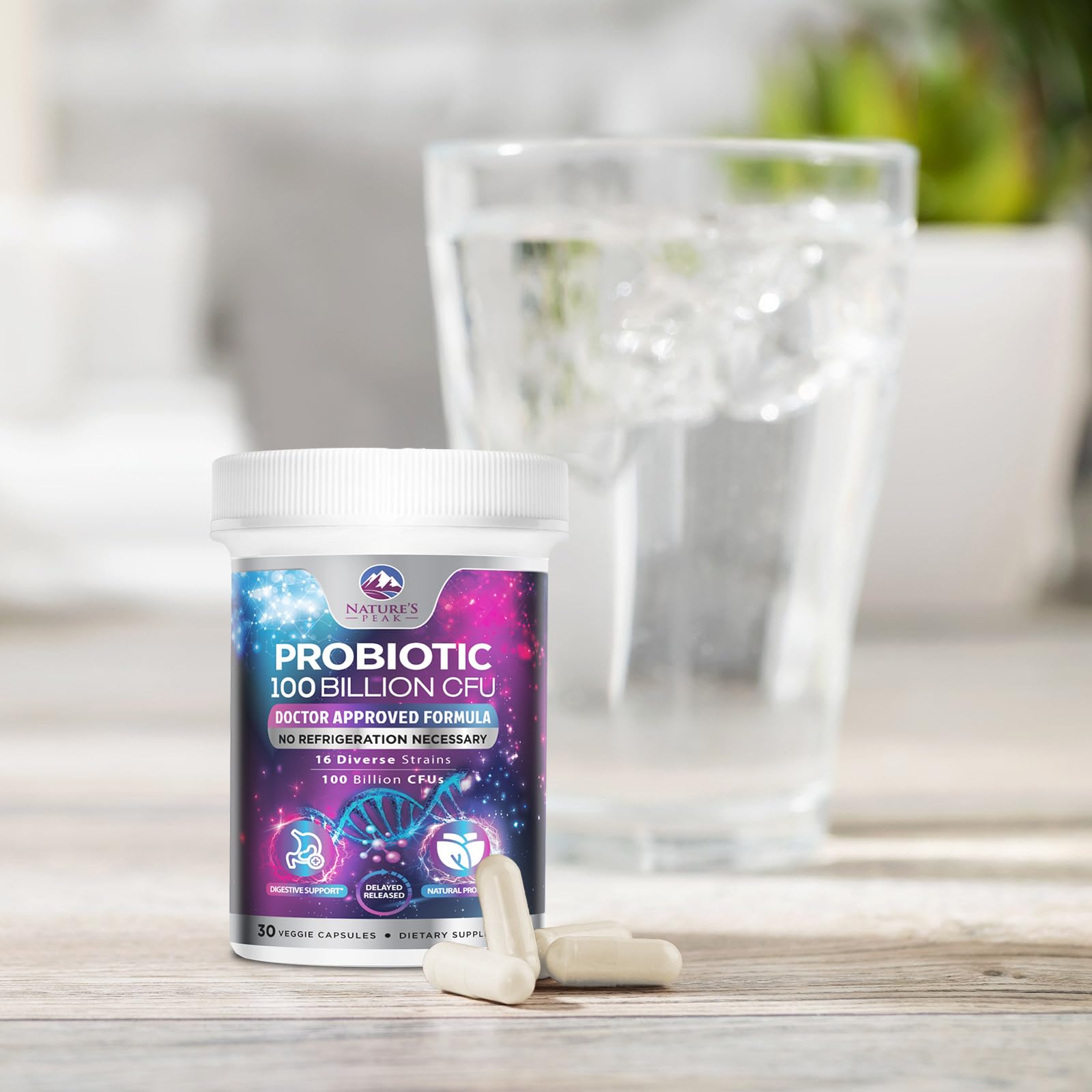 Probiotics 100 Billion CFU - 16 Premium Strains + Prebiotics - Best Probiotics for Women & Men - Supports Immune, Digestive & Gut Health, Supports Occasional Constipation, Gas & Bloating - 30 Capsules Nature's Peak Au supplements