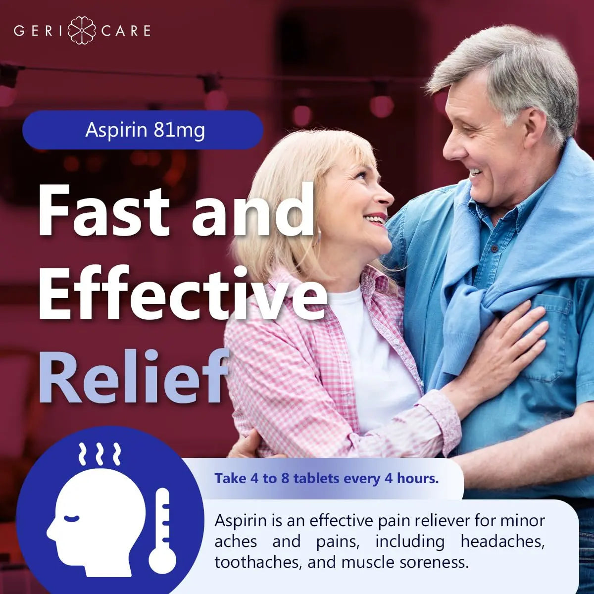 GeriCare Aspirin 81mg Adult Low Dose, Pain Reliever - Enteric Coated Tablets for Enhanced Absorption and Gentle Digestion – Supports Blood Flow, Reduces Inflammation, 300 Count (Pack of 1) GeriCare Au supplements