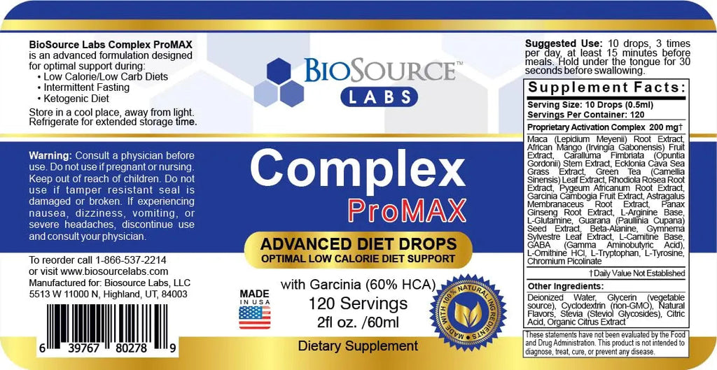 BioSource Labs Complex ProMAX Premium Diet Drops (1 x 2 oz Bottle) BioSource Labs Au supplements