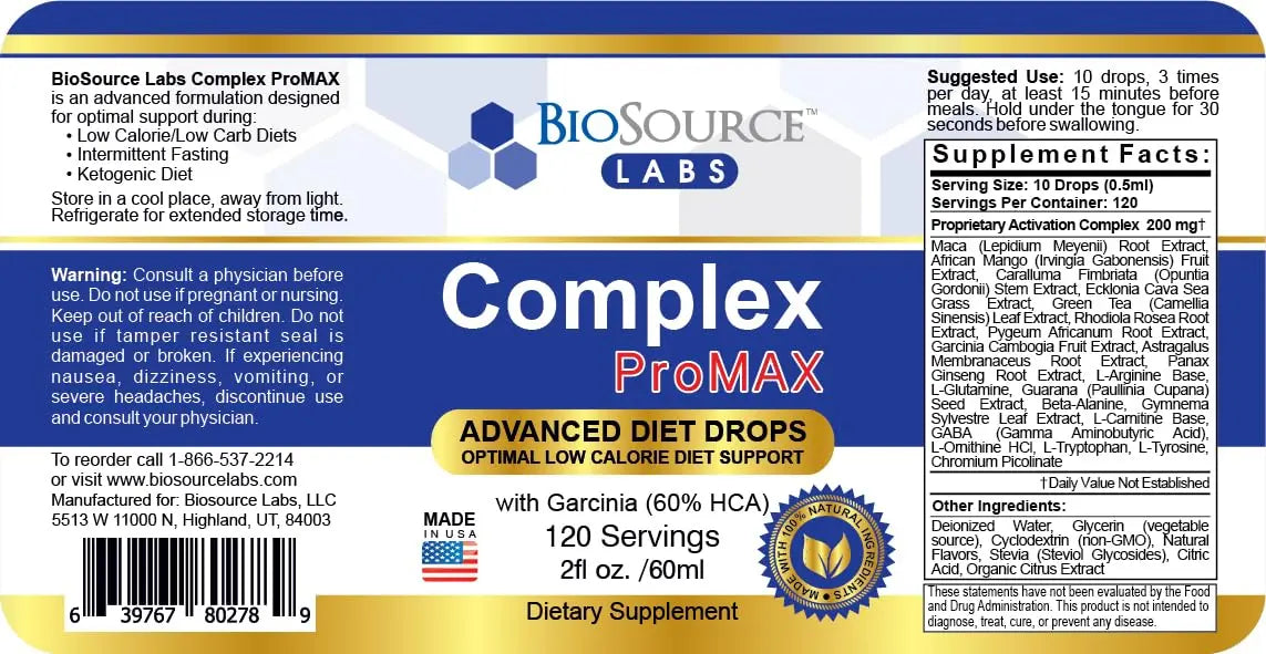 BioSource Labs Complex ProMAX Premium Diet Drops (1 x 2 oz Bottle) BioSource Labs Au supplements