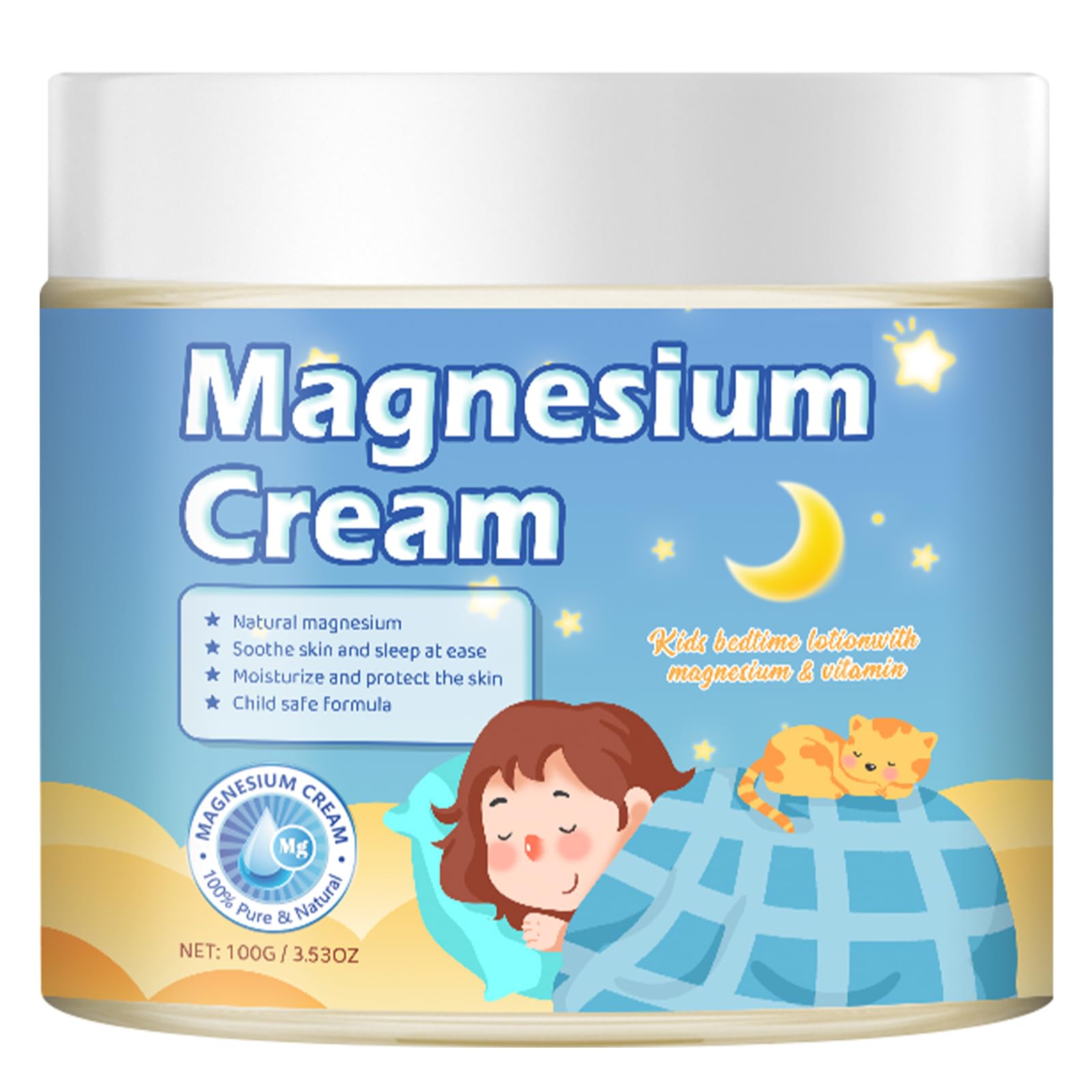 100g Magnesium Lotion for Kids Sleep,Nighttime Magnesium Cream,Soothe and Relax Your Body Before Bed,Safe for Both Adults and Children,Natural Calming Cream Support for Sleep Kzaio Au supplements