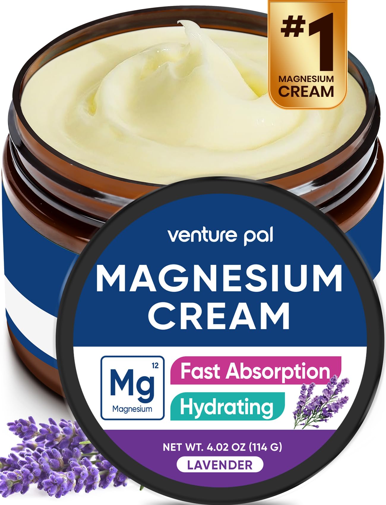 Venture Pal Topical Magnesium Cream, Fast-Absorbing Magnesium Moisturizing Lotion with Coconut Oil