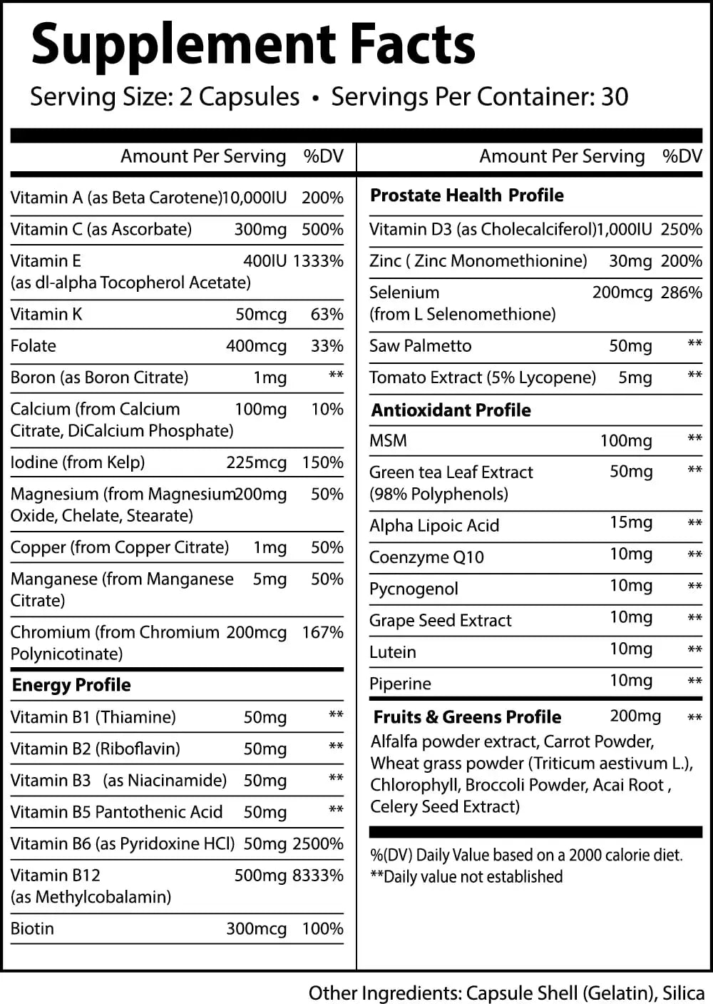 Alpha Supps Vites Men's Multivitamin, Complete Daily Supplement with Fruits, Veggies, Energy, Immune & Prostate Support Alpha Supps Au supplements