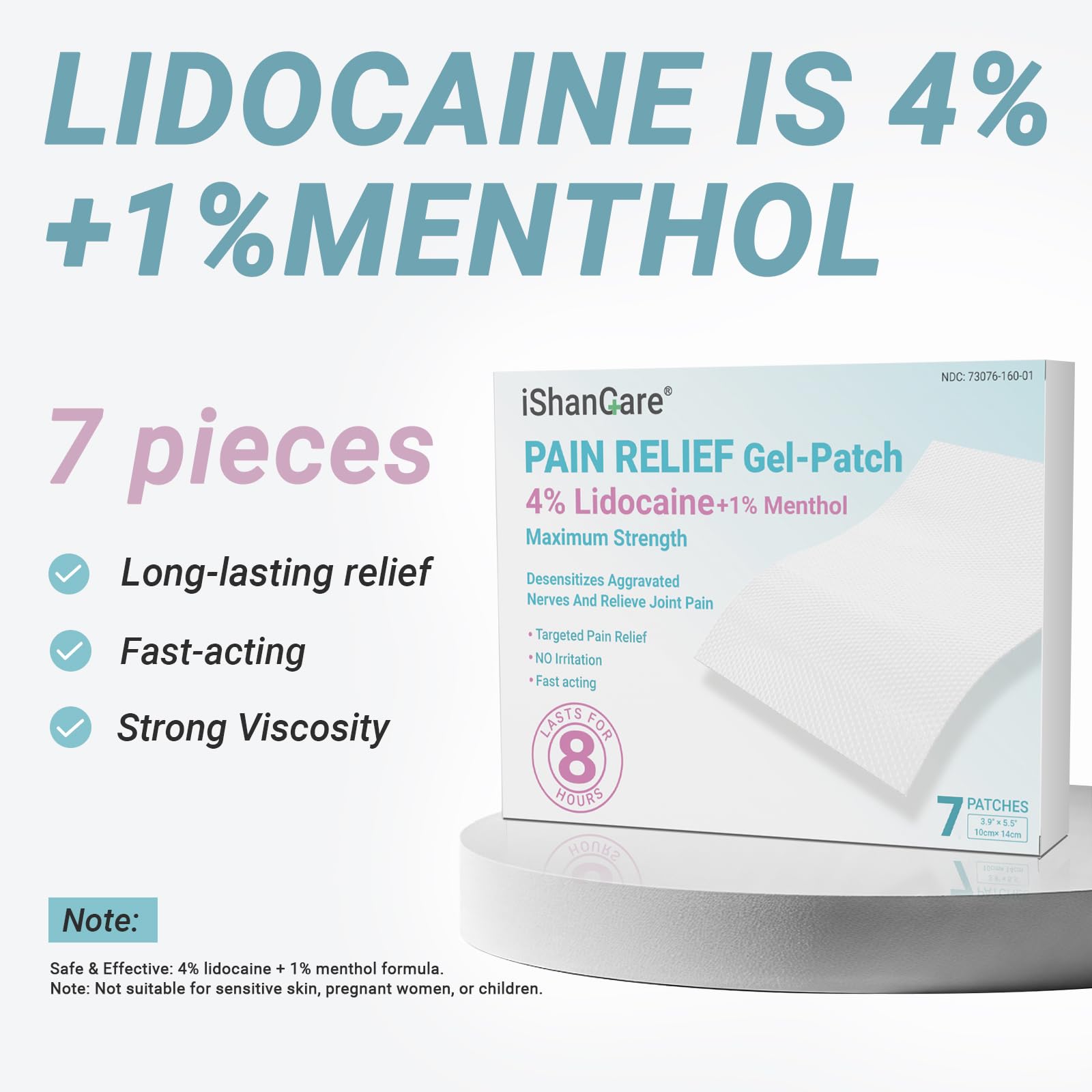 ishancare Lidocaine 4% + Menthol 1% Patches 14Count Fast Acting Maximum Strength Back Neck, Shoulders, Knees, Elbows Pain Relief - Temporary Nerve & Joint Pain Solution ishancare Au supplements
