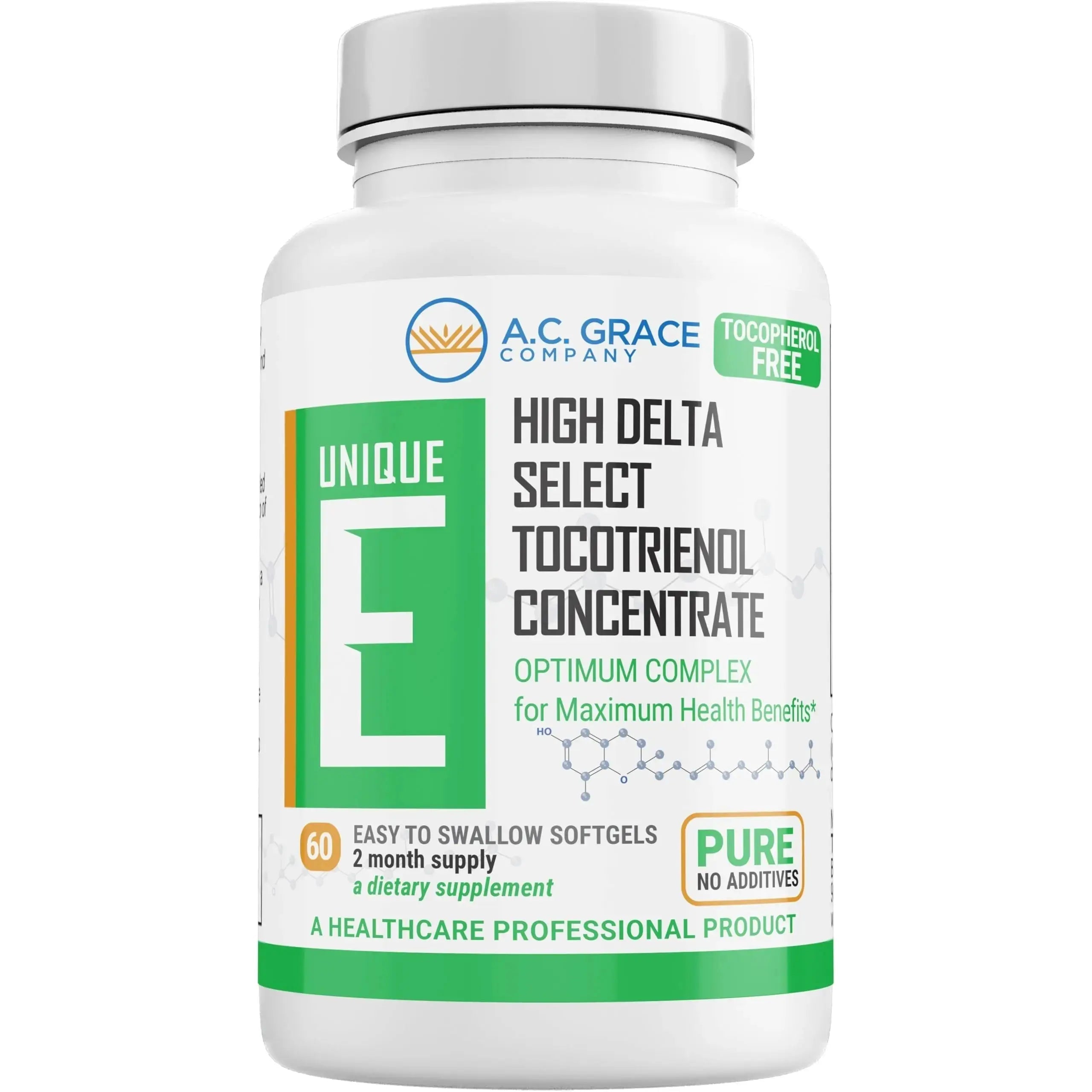 A.C. Grace Company, Unique E Tocotrienols - Tocopherol Free Softgels, 60 Count UNIQUE E Au supplements